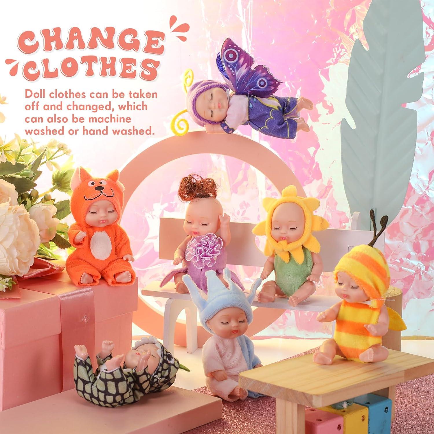 Muñecas Mini Bebé Hanaive 10 Pcs 11 cm Ropa de Animales