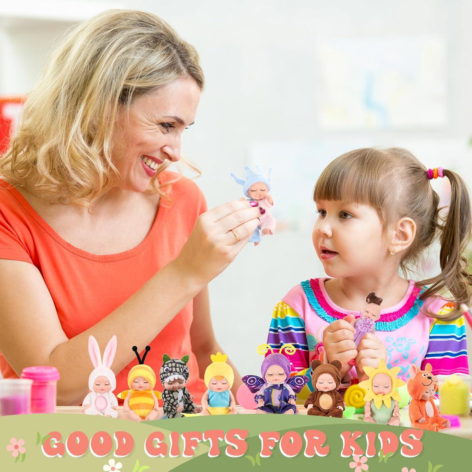 Muñecas Mini Bebé Hanaive 10 Pcs 11 cm Ropa de Animales