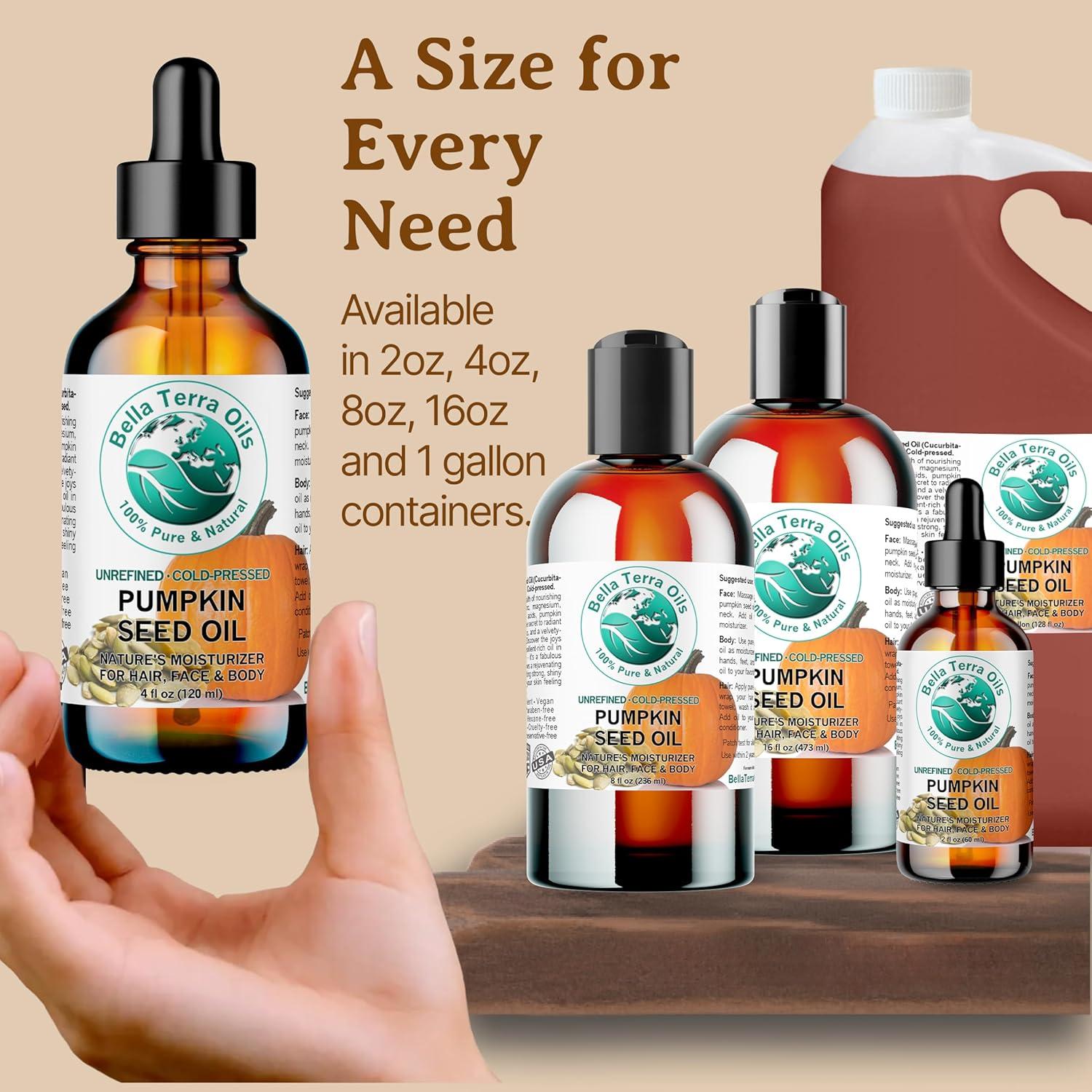 Aceite de Semilla de Calabaza Orgánico Bella Terra 118 ml - Puro y Prensado en Frío