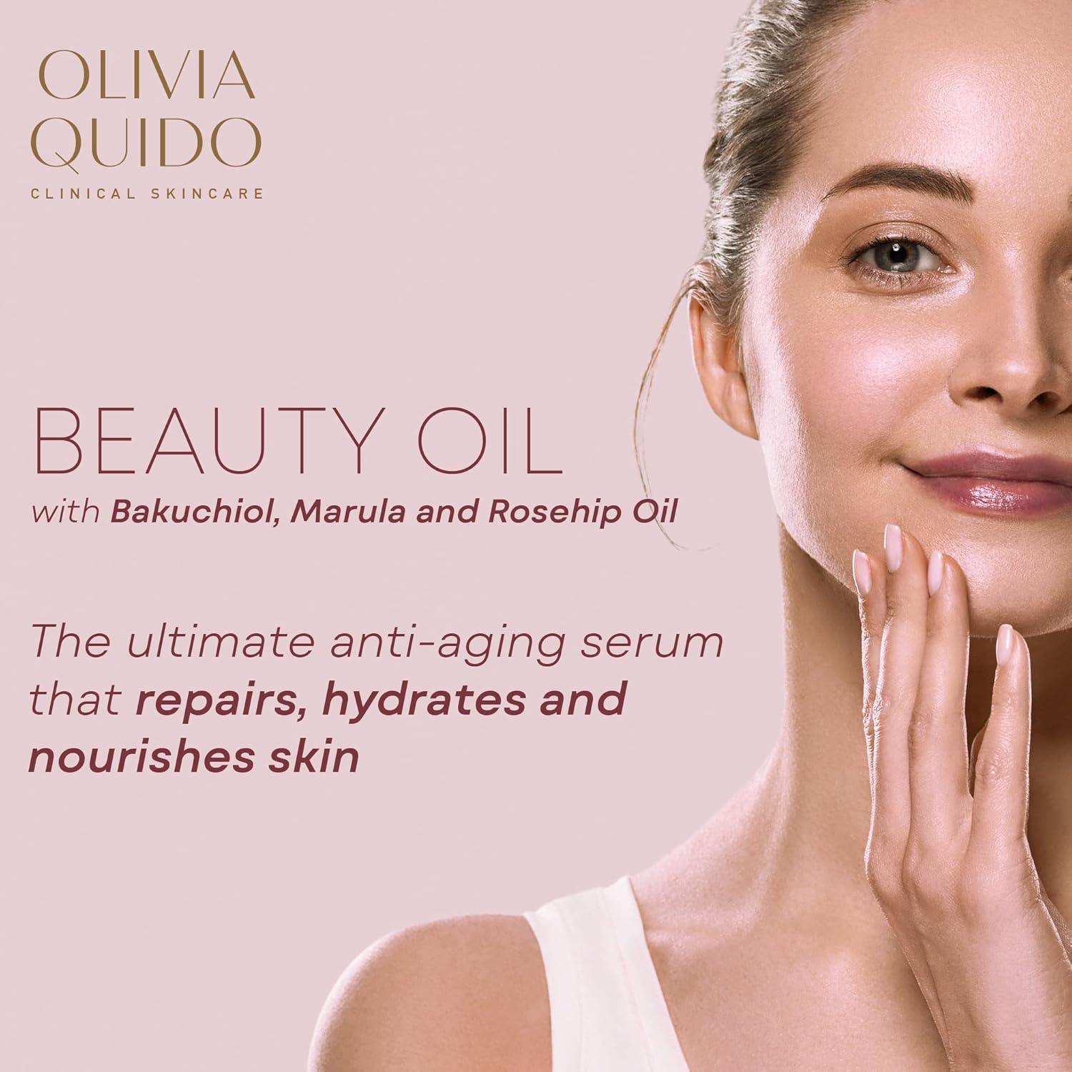 Aceite de Belleza Clínico Olivia QUIDO 150g - Suero Iluminador y Antienvejecimiento