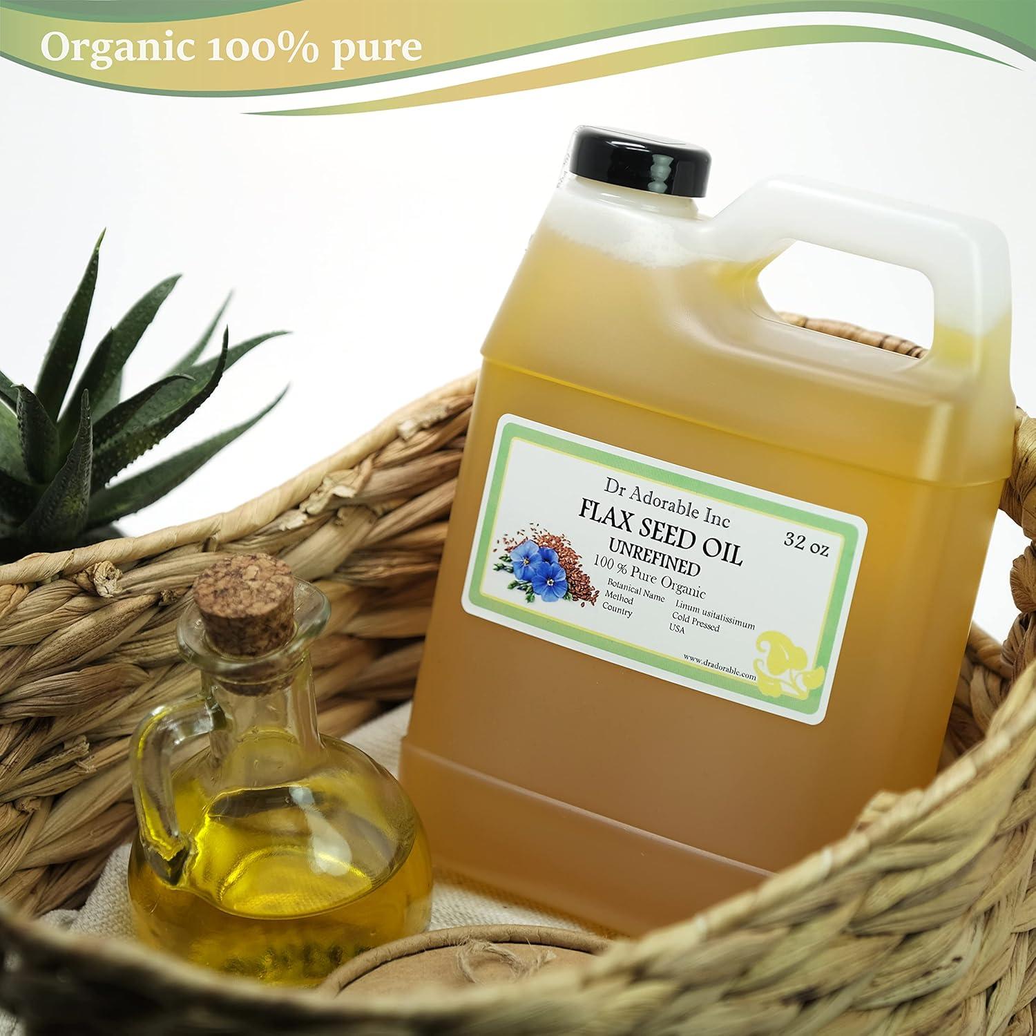 Aceite de Semilla de Lino Orgánico Dr Adorable 946 ml Prensado en Frío