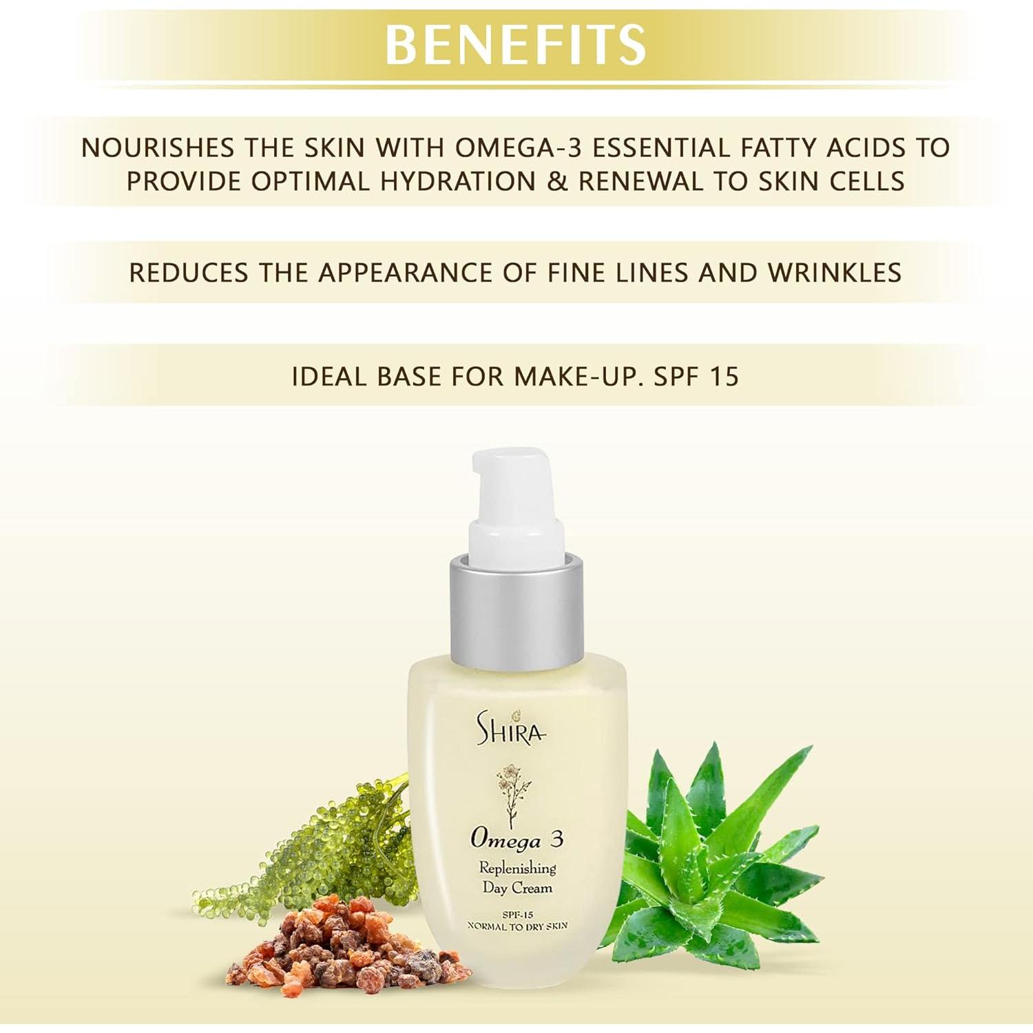 Crema Hidratante Facial Shira Esthetics Omega 3 56.7g - Antienvejecimiento con SPF 15