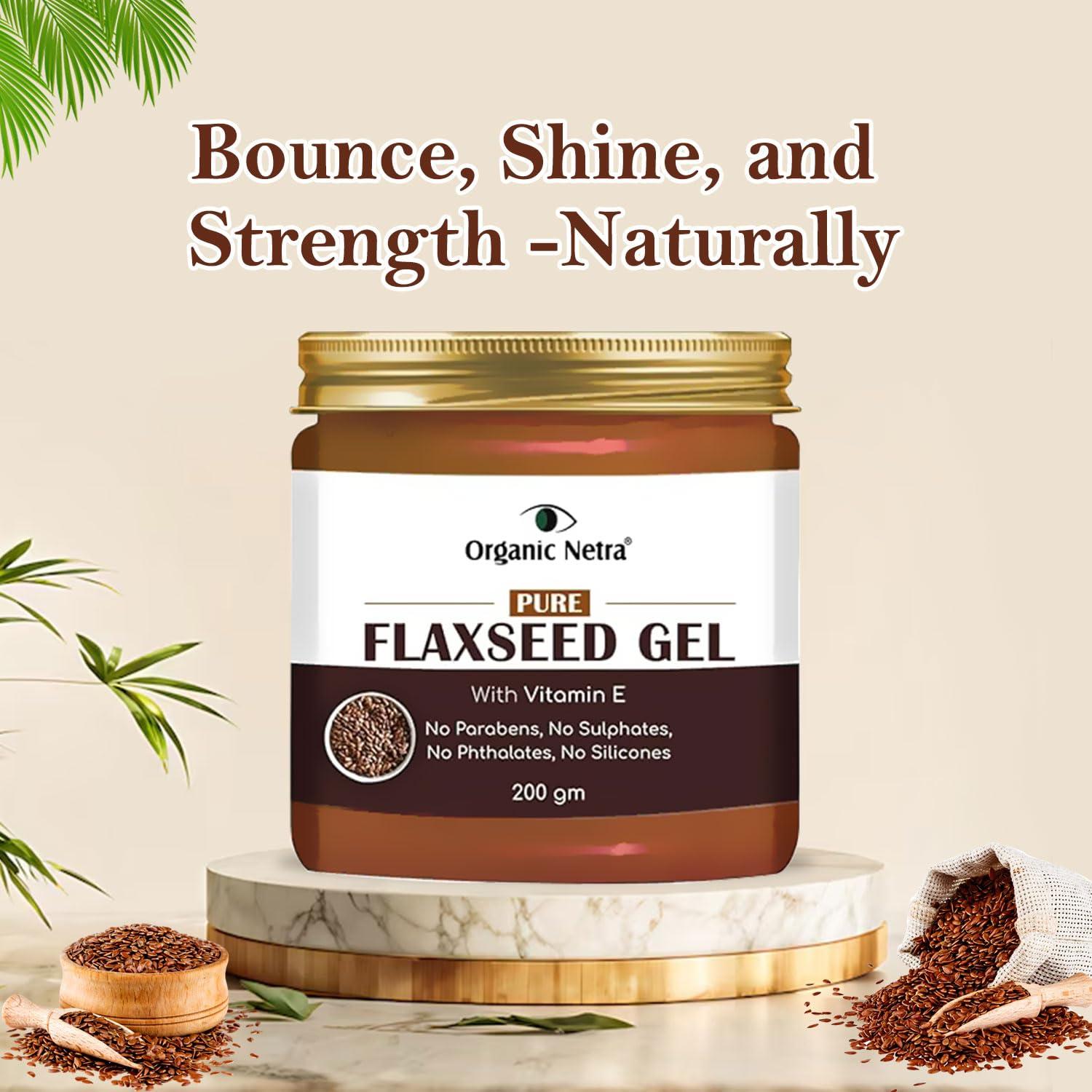 Gel de Linaza Orgánico Netra 200 g con Vitamina E para Cabello y Piel