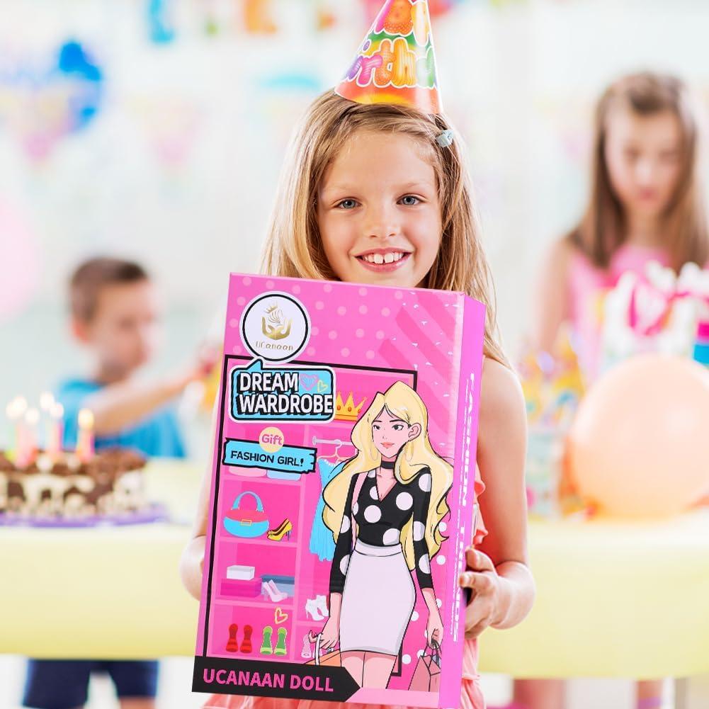 Conjunto de Muñeca UCanaan con Armario y Ropa Rosa
