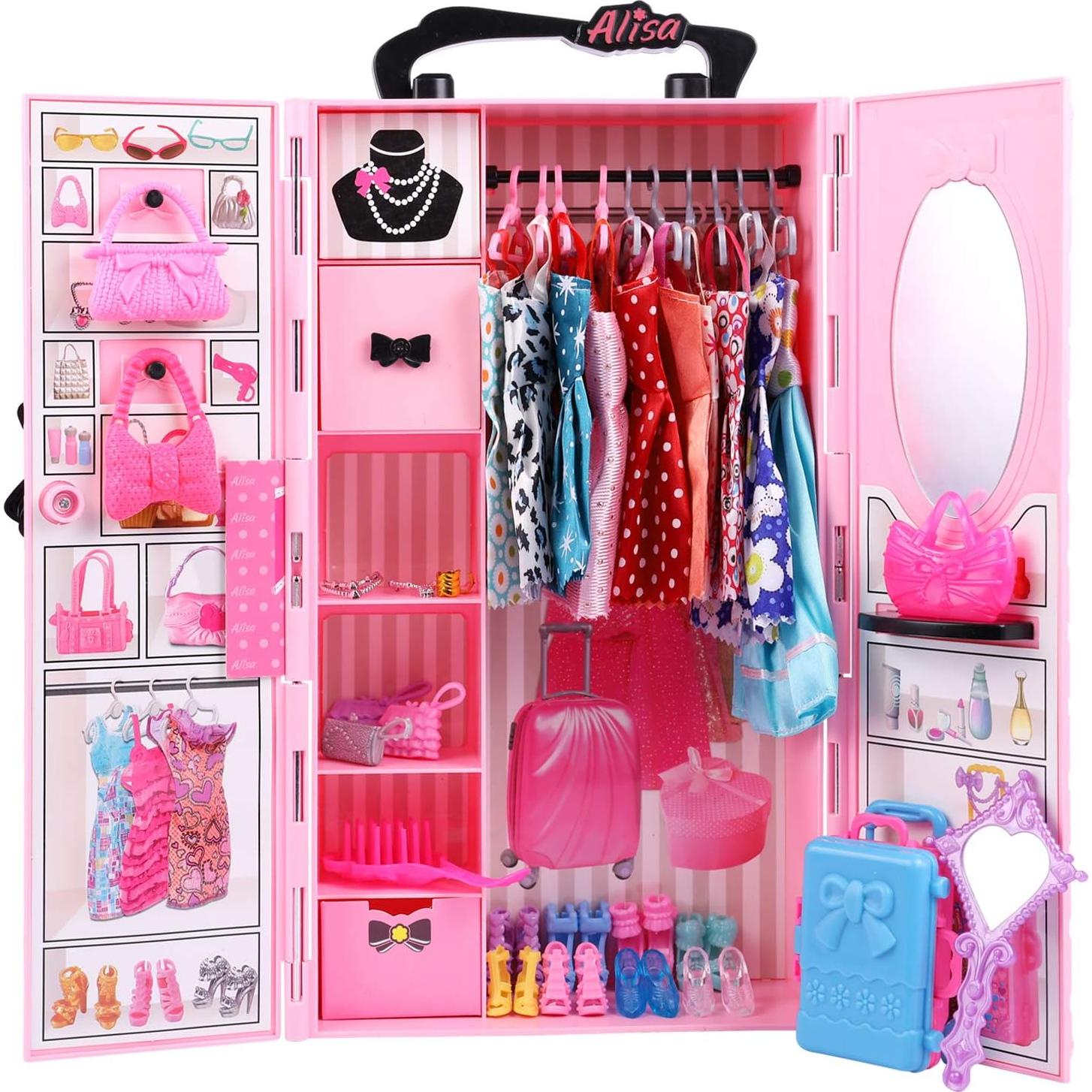 Conjunto de Muñeca UCanaan con Armario y Ropa Rosa