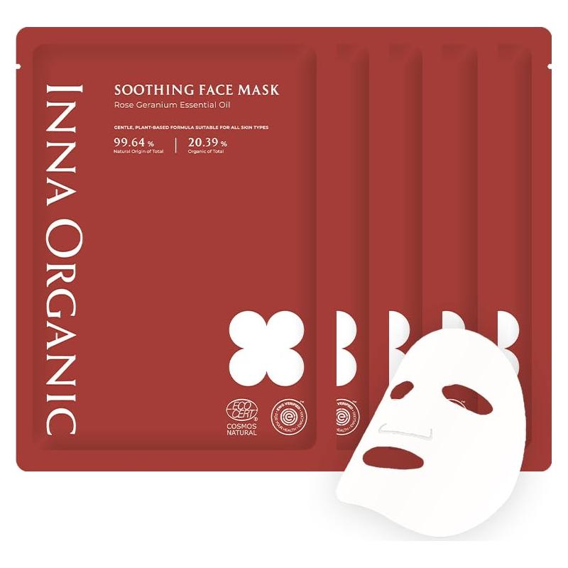 Mascarilla de Tela Orgánica INNA - 5 Unidades Geranio Rosa