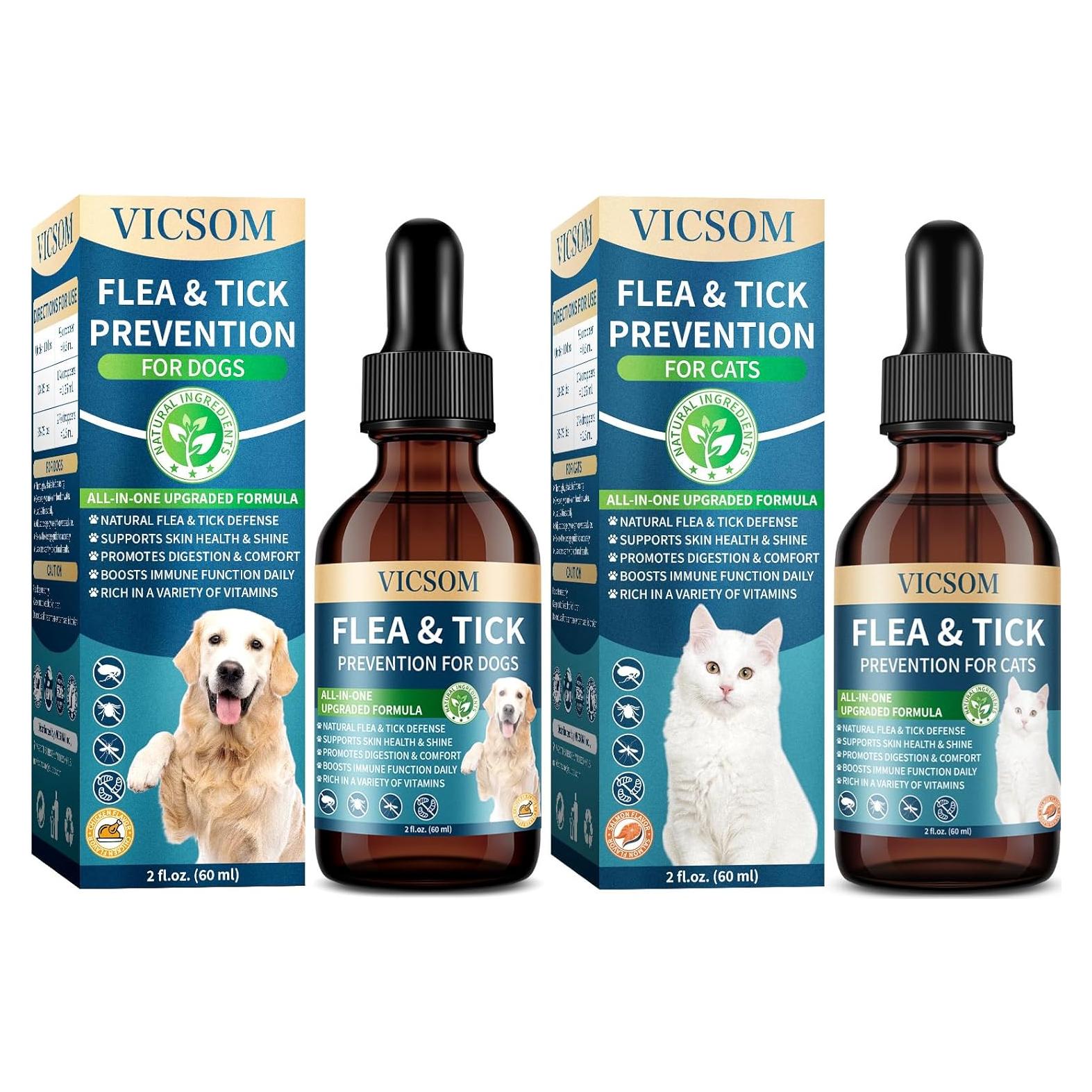 Gotas Herbales Naturales VICSOM para Gatos y Perros 3 en 1