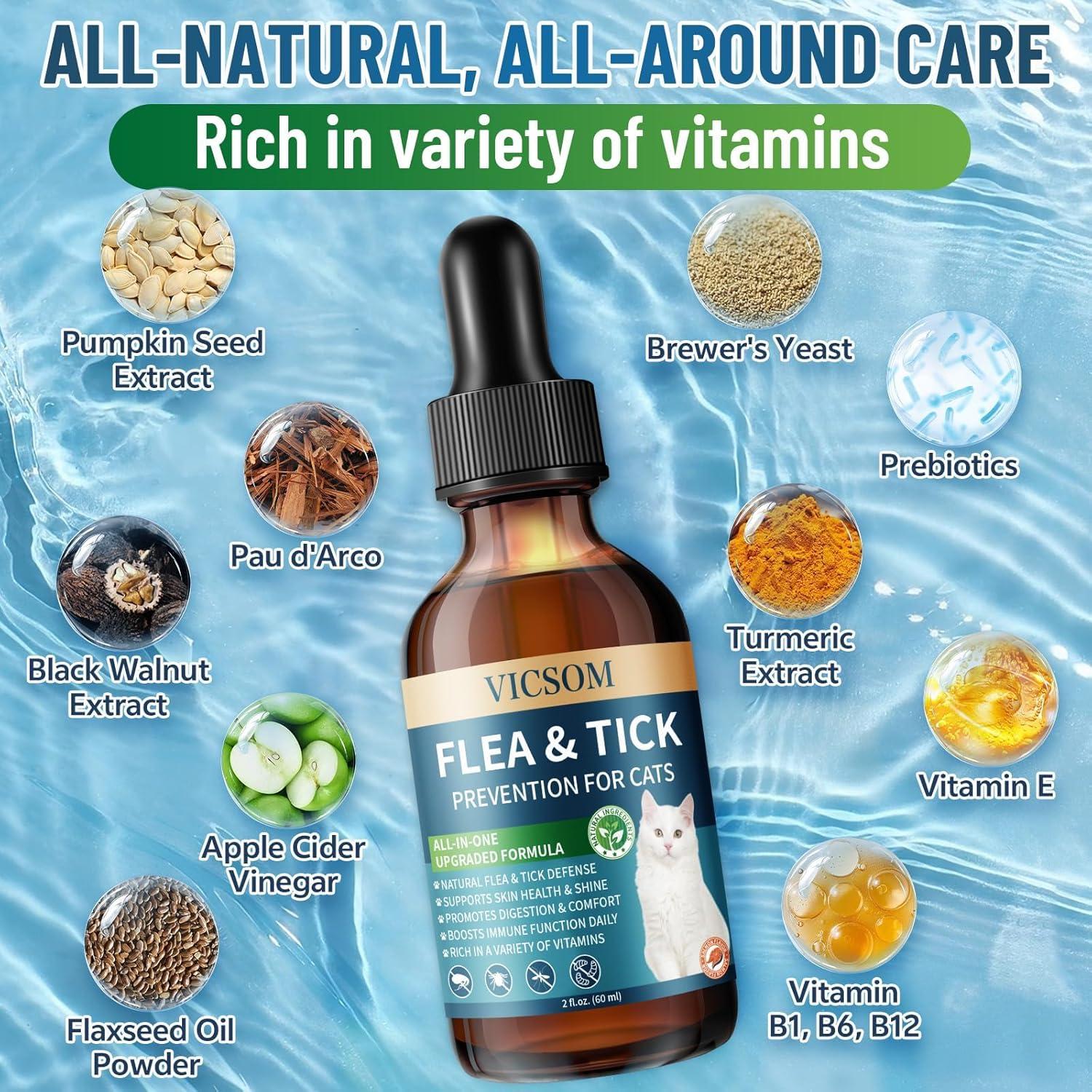 Gotas Herbales Naturales VICSOM para Gatos y Perros 3 en 1