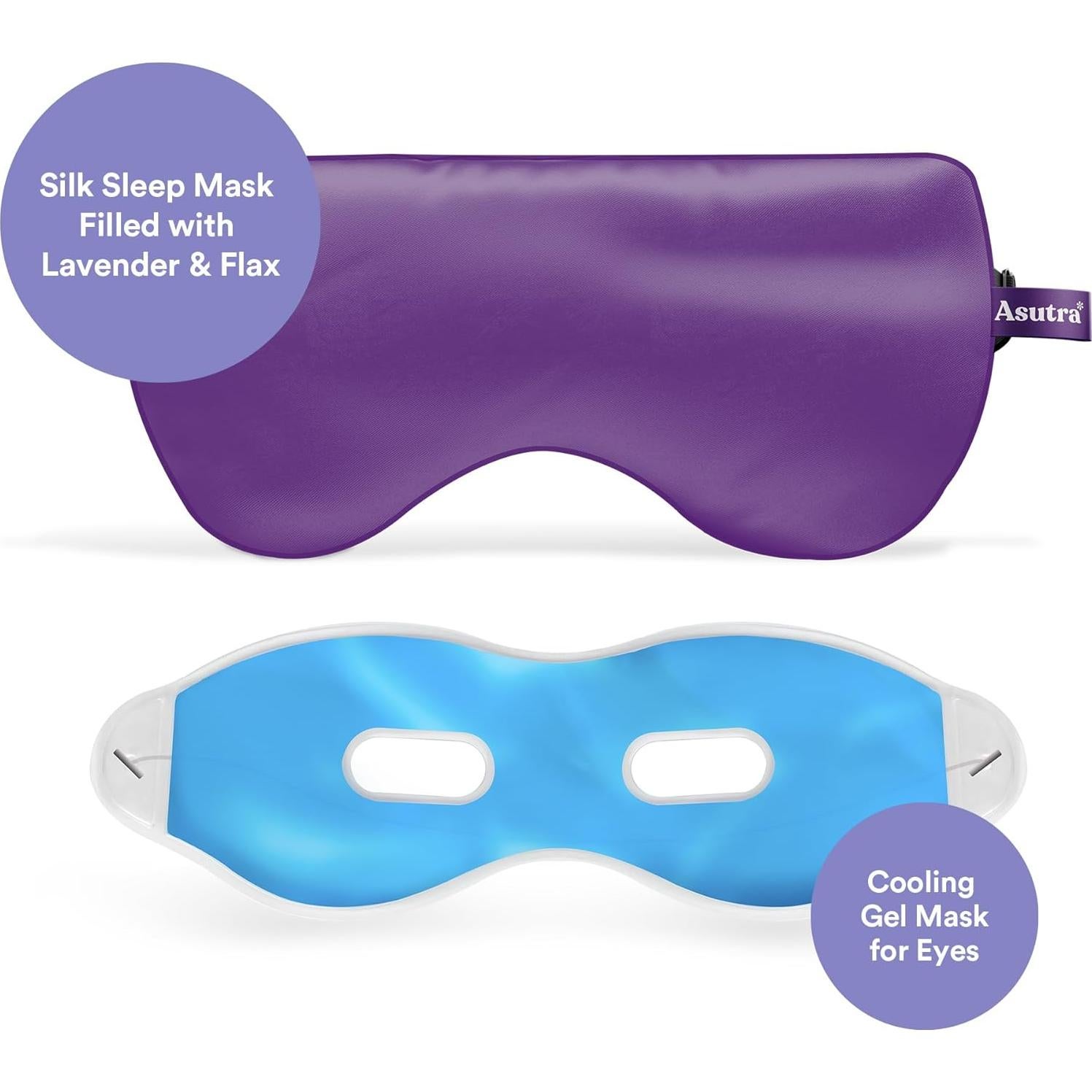 Conjunto de Dormitorio Asutra - Almohadilla de Ojos Seda, Loción Melatonina y Rocío Aromaterapia