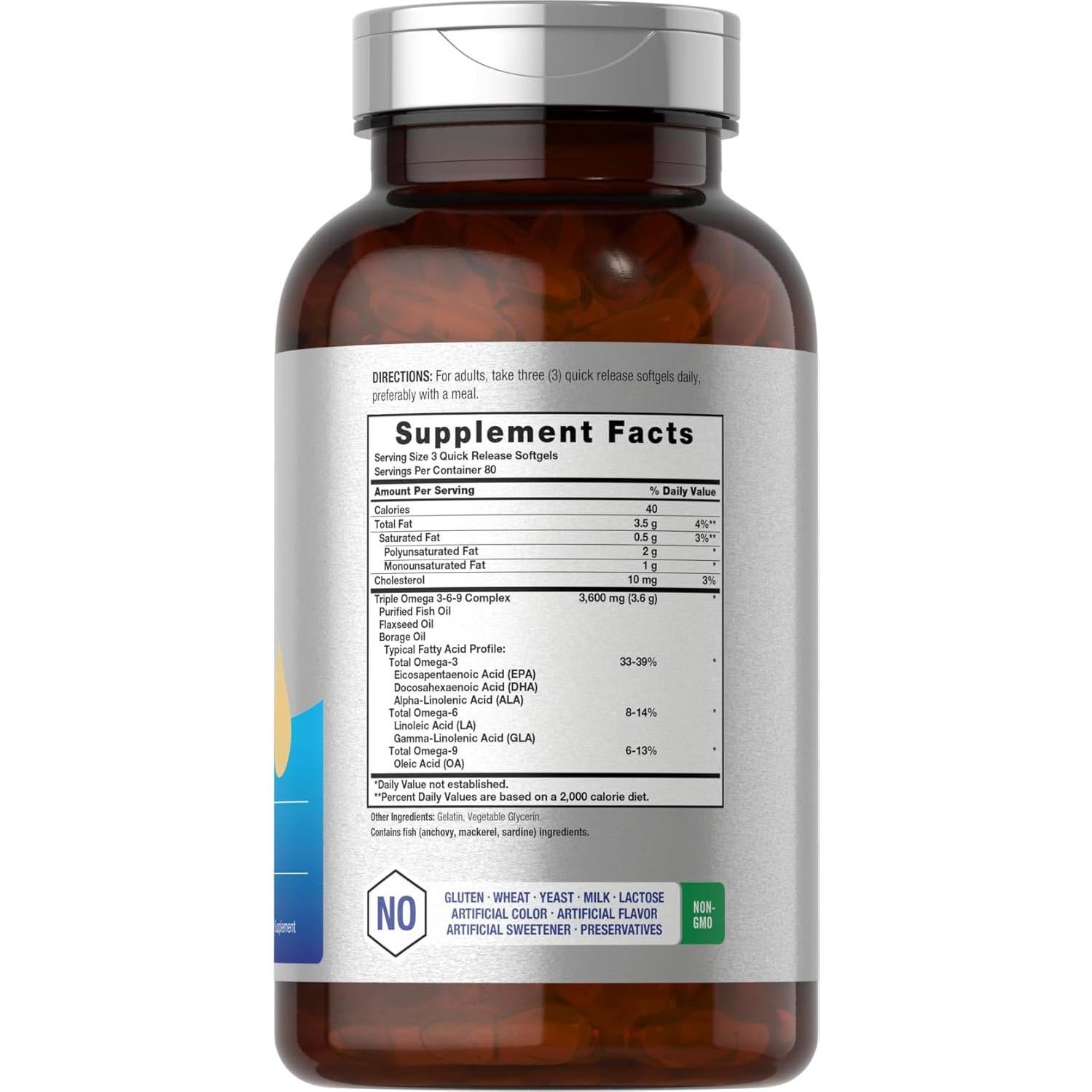 Suplemento Omega 3-6-9 Horbäach 240 Cápsulas Blandas