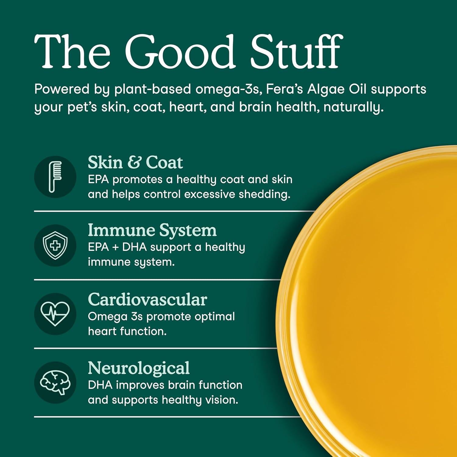 Suplemento Vegano Omega 3 Fera Pet Organics 240ml para Perros y Gatos