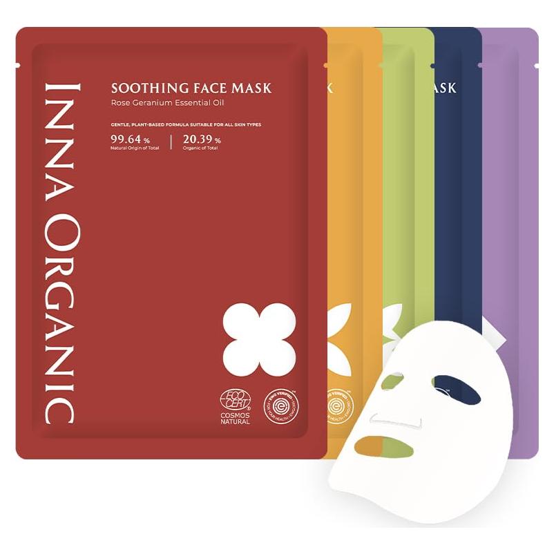 Conjunto de Mascarillas de Hoja INNA Orgánico - 5 Piezas Hidratantes