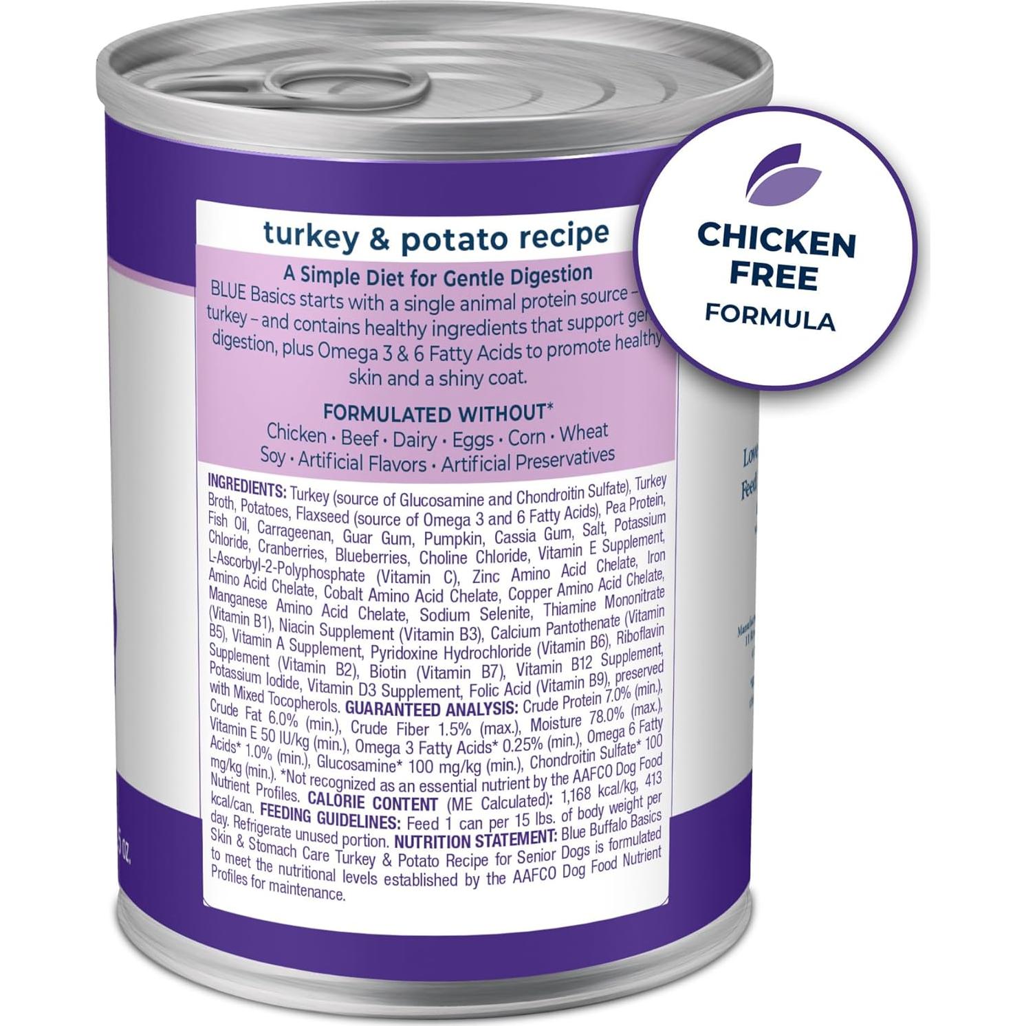 Comida Húmeda para Perros Mayores Blue Buffalo 12 latas 354 g Pavo