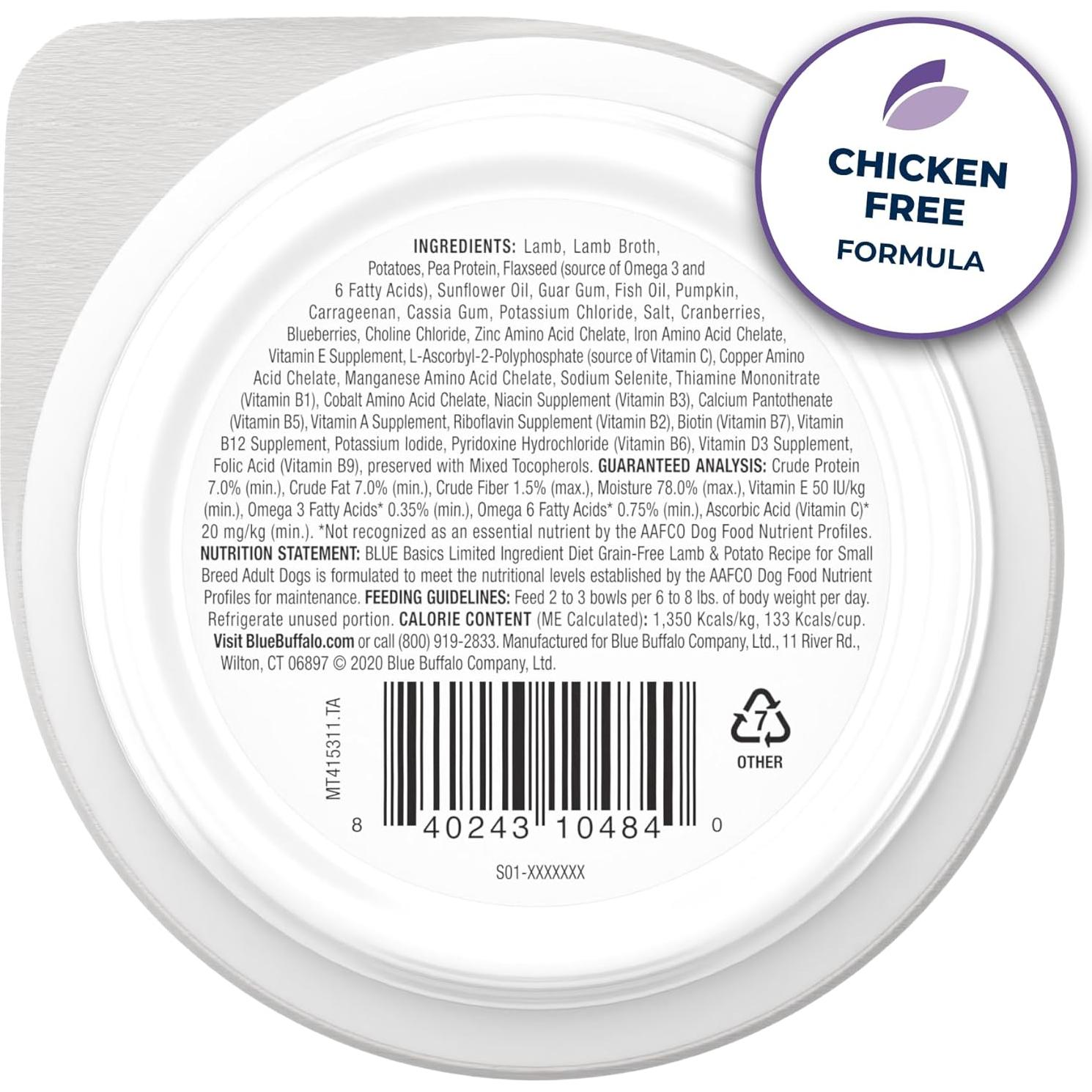 Comida Húmeda para Perros Adultos Blue Buffalo Basics Cordero 12 Tazas