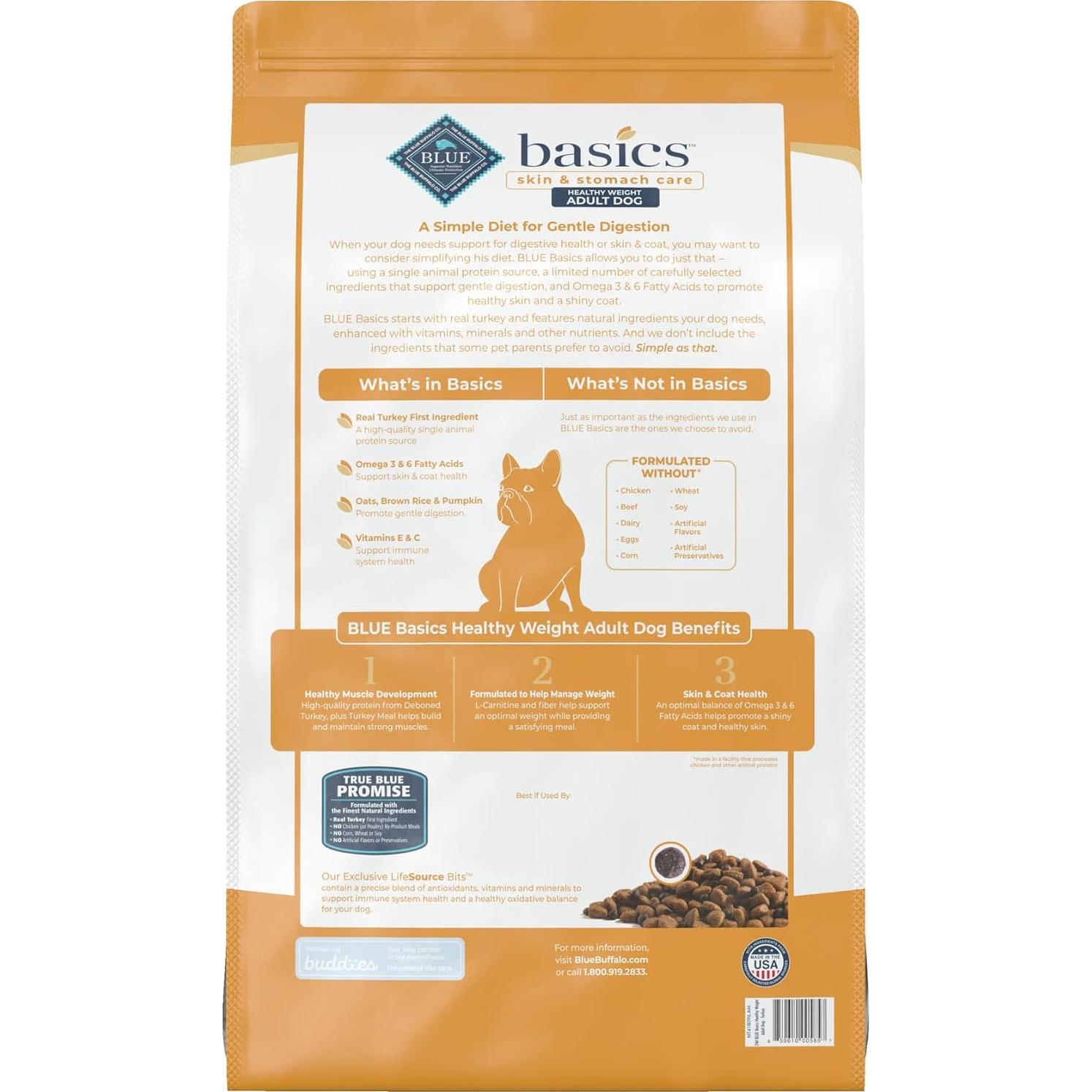 Comida Seca para Perros Blue Buffalo Basics Pavo y Papa 10.99 kg