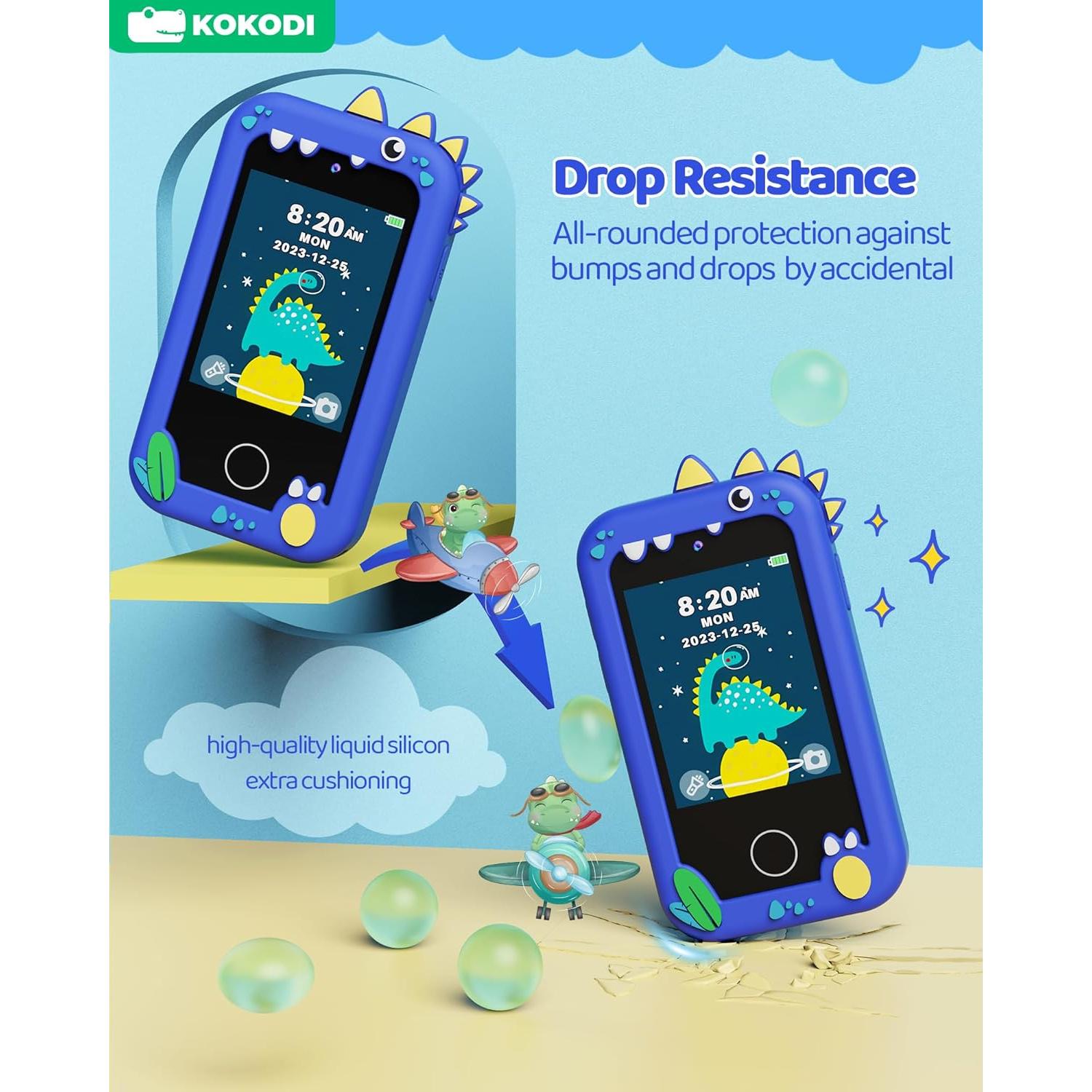 KOKODI Teléfono Inteligente para Niños Azul Marino 3-10 Años