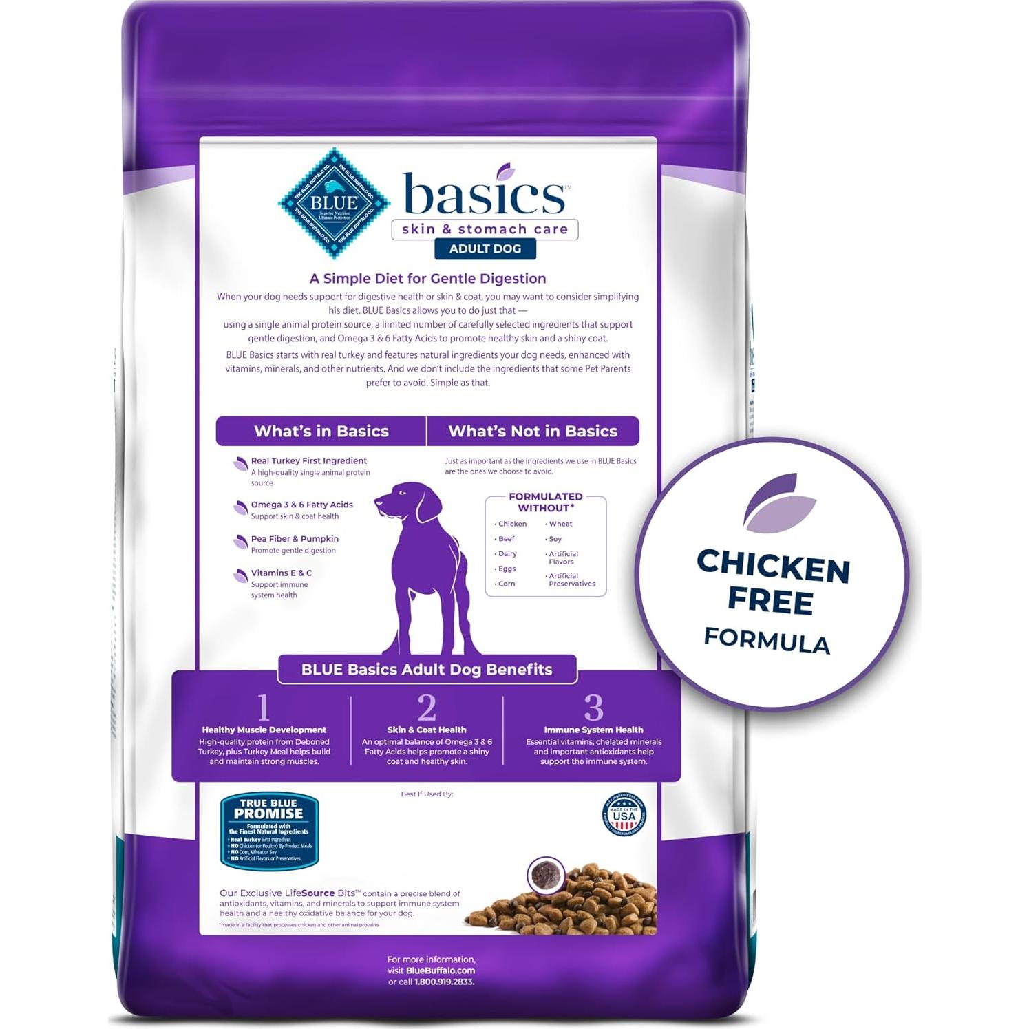 Comida Seca para Perros Blue Buffalo Basics 5 kg Pavo y Papa