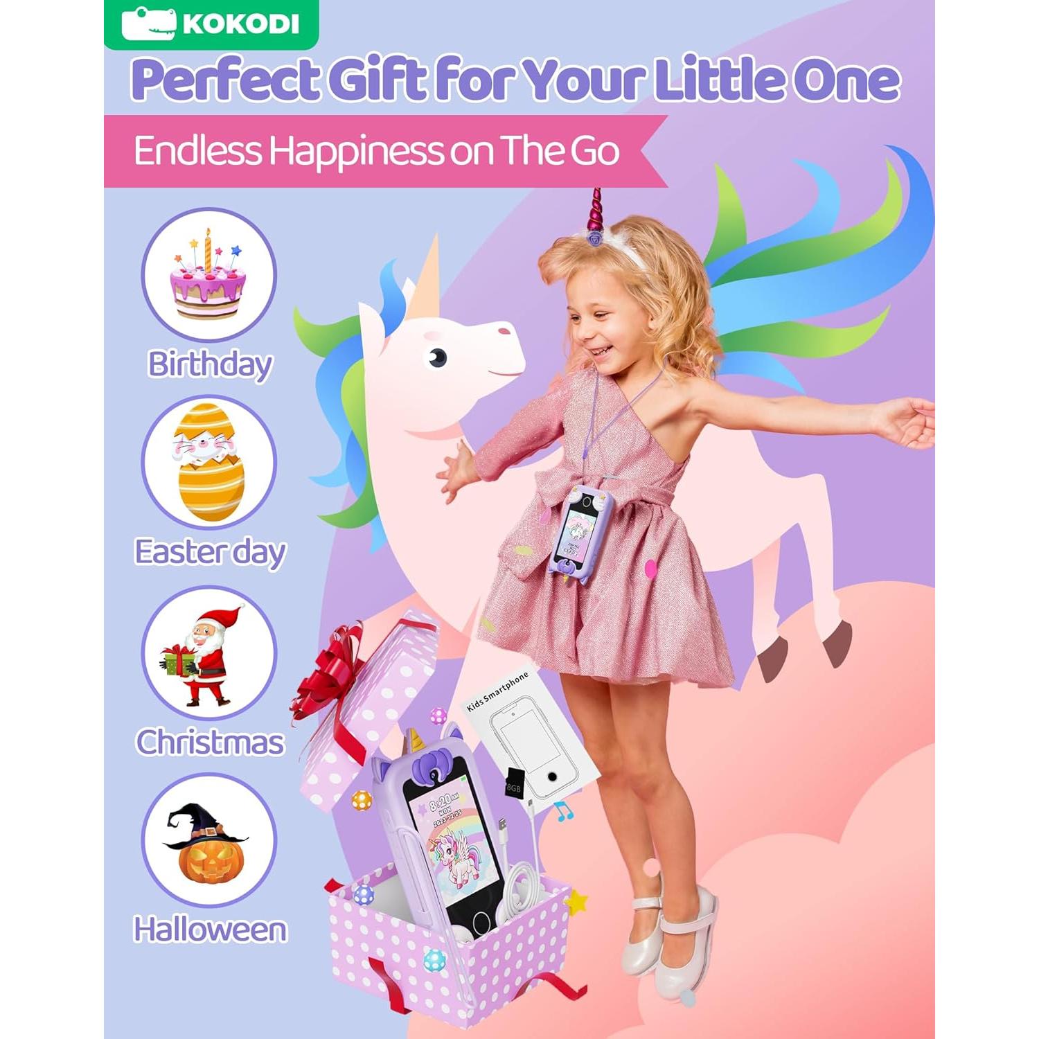 Teléfono Juguete KOKODI para Niños 3-10 Años Pantalla Táctil