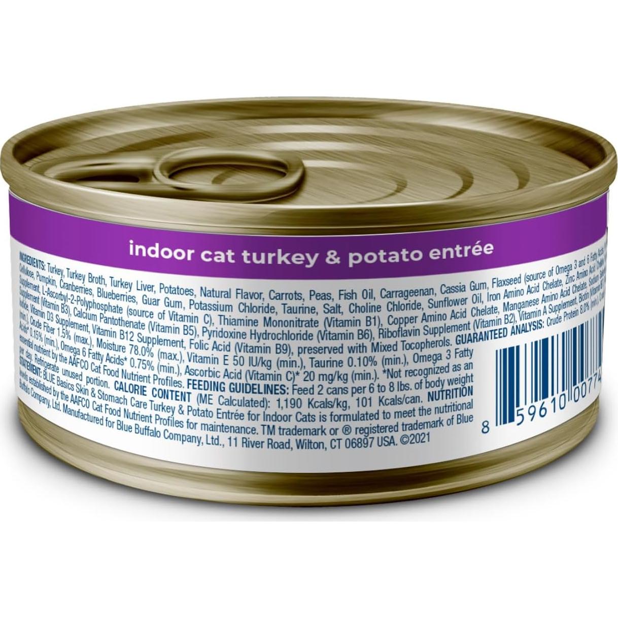 Comida Húmeda para Gatos Blue Buffalo Basics Pavo 85g x24