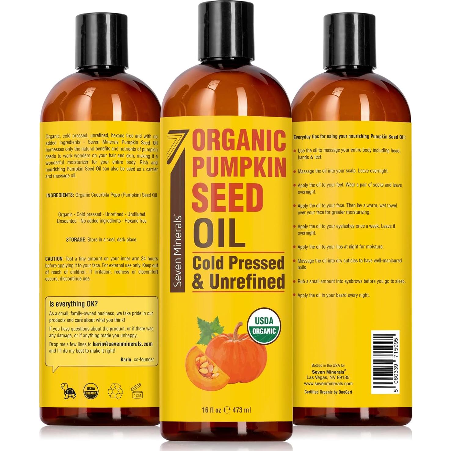 Aceite de Semilla de Calabaza Orgánico Seven Minerals 453g