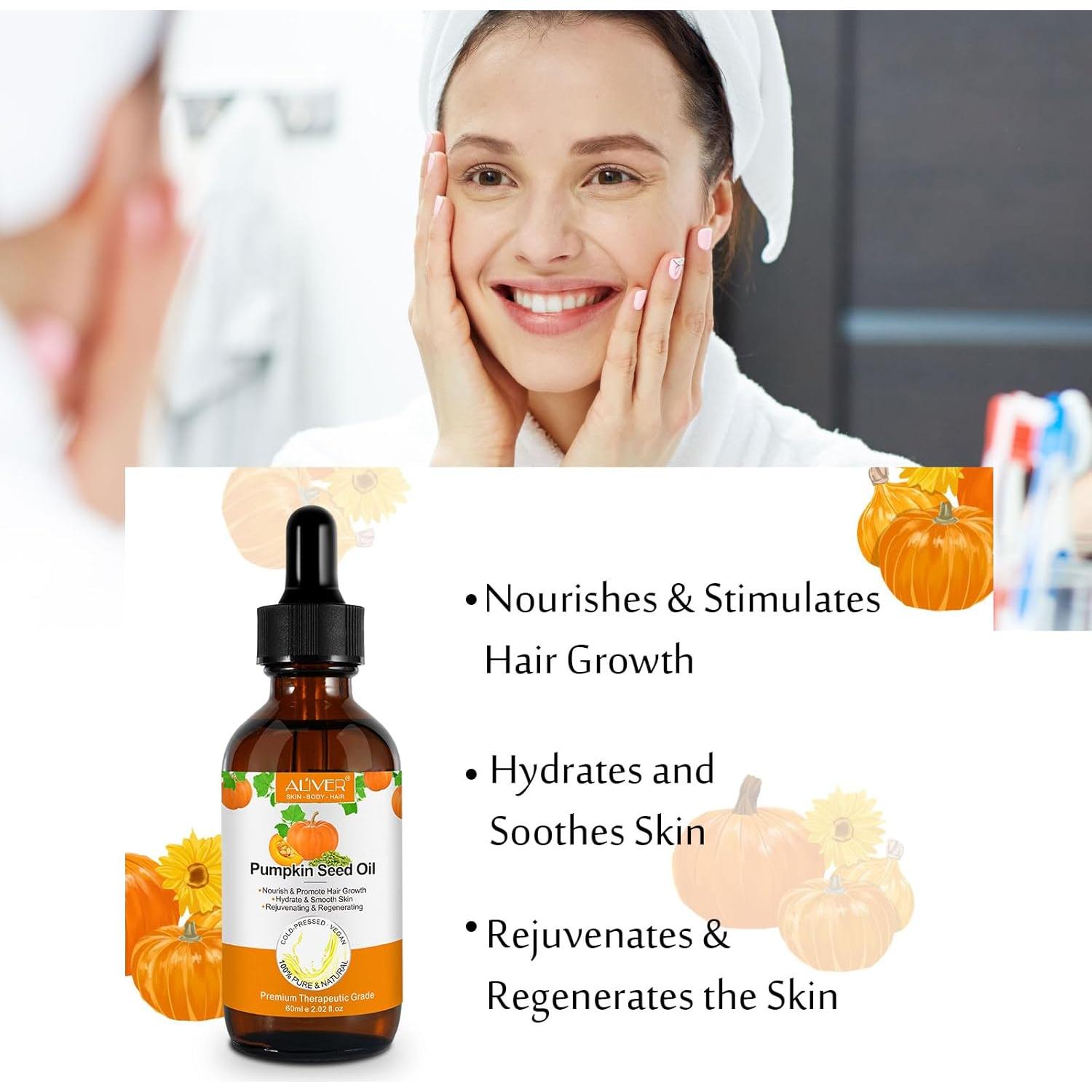 Aceite de Semilla de Calabaza Puro 60ml - Hidratante y Crecimiento Cabello