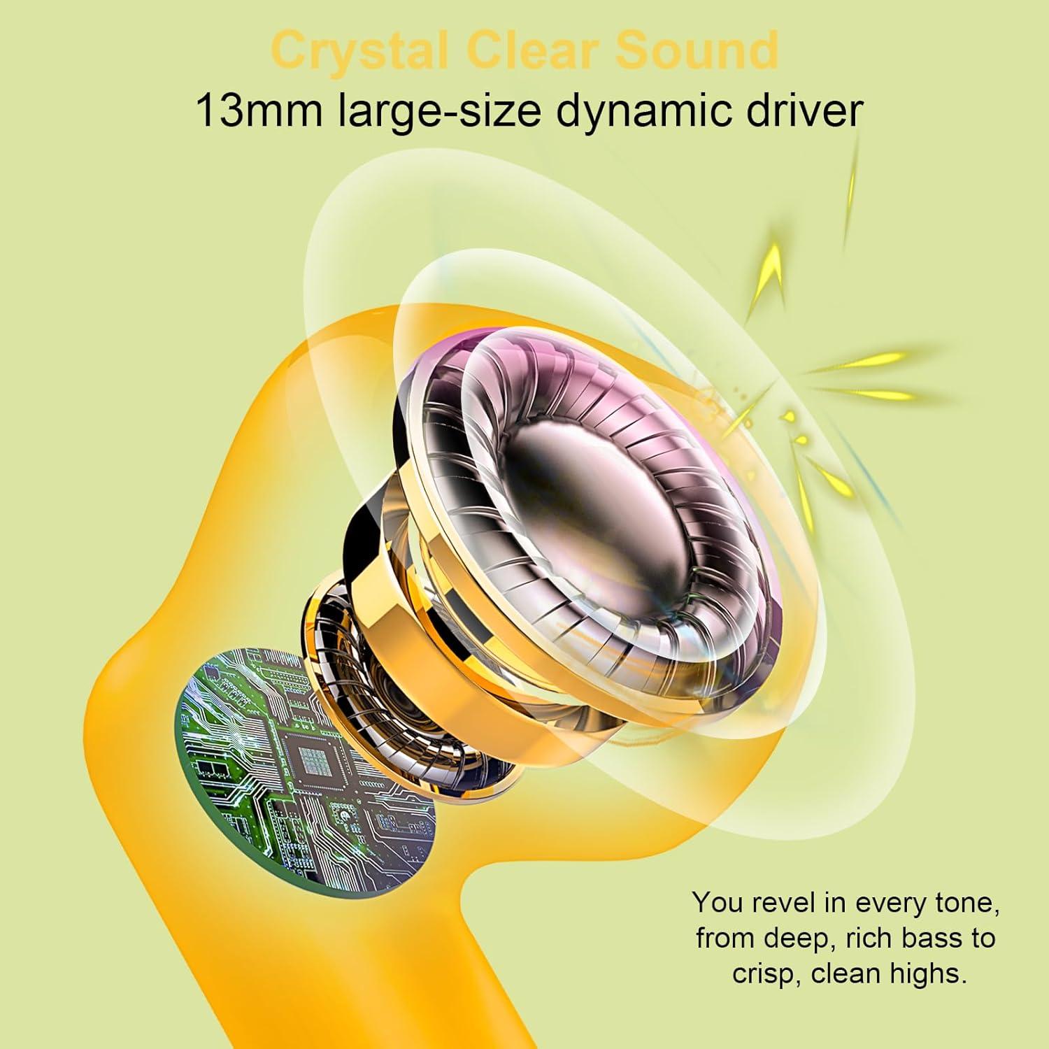 Auriculares Inalámbricos Jxrev J51 Bluetooth 5.3 IP7 Amarillos
