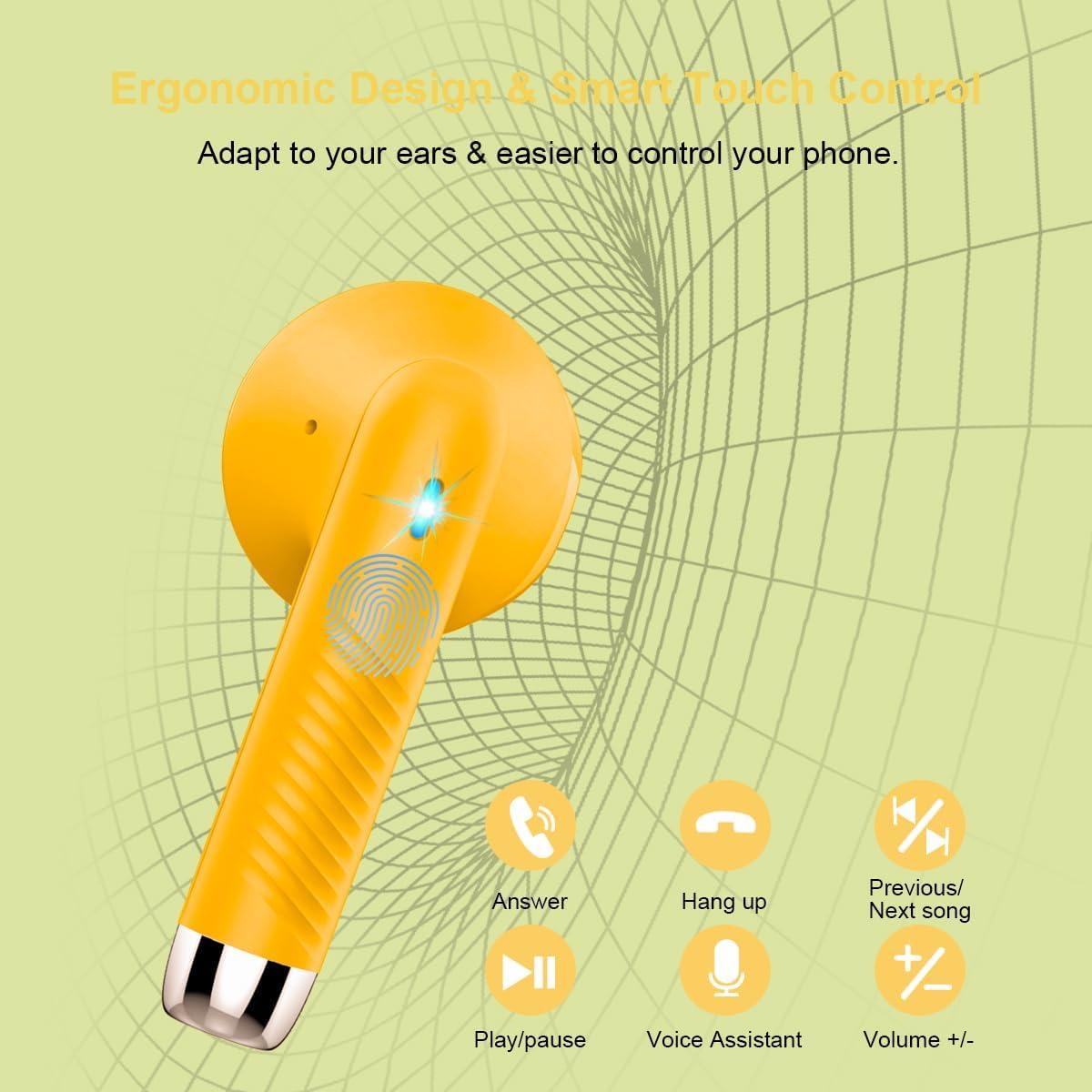 Auriculares Inalámbricos Jxrev J51 Bluetooth 5.3 IP7 Amarillos