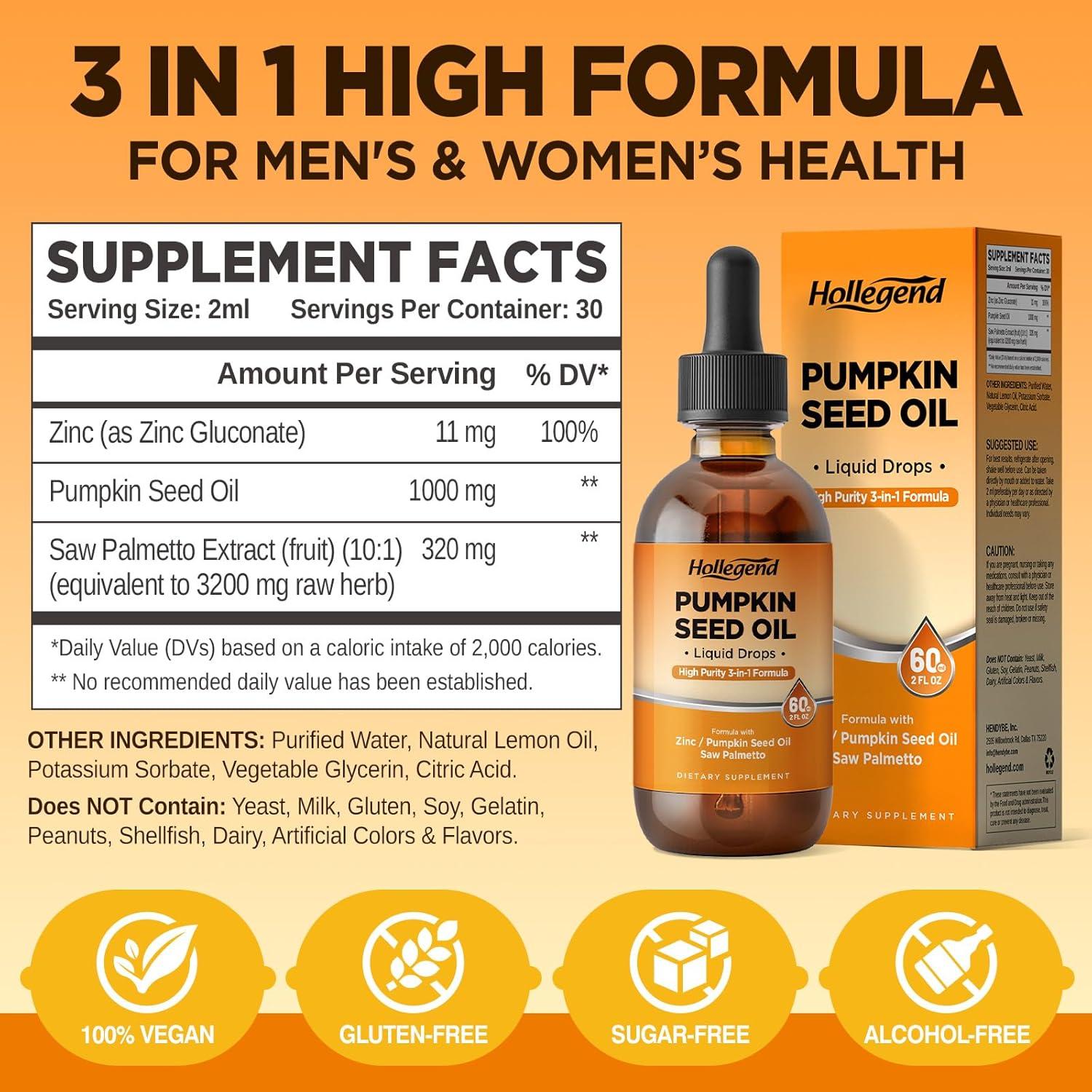 Suplemento Líquido de Aceite de Semilla de Calabaza Hollegend 59ml