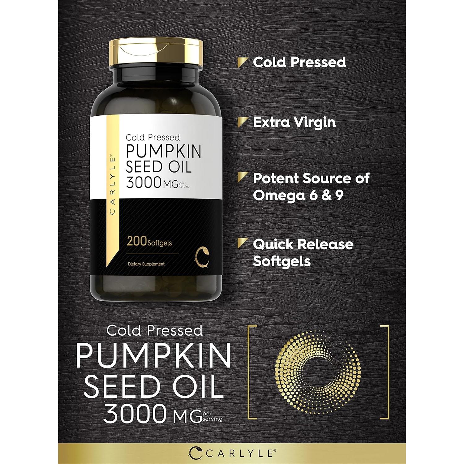 Aceite de Semilla de Calabaza Carlyle 3000mg 200 Cápsulas Blandas