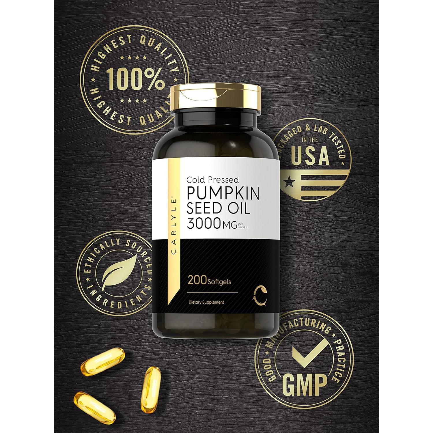 Aceite de Semilla de Calabaza Carlyle 3000mg 200 Cápsulas Blandas