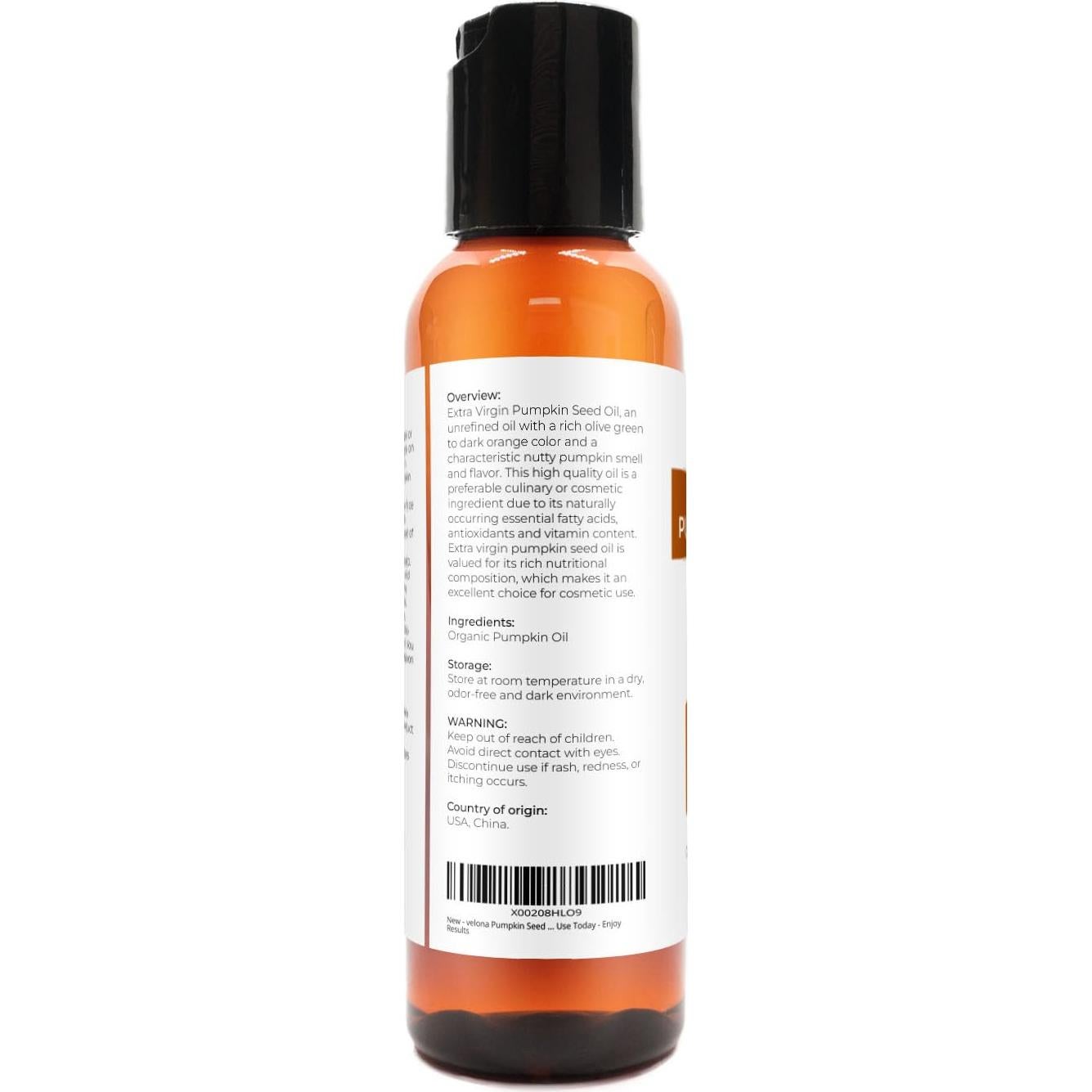 Aceite de Semilla de Calabaza Velona Orgánico 60 ml Prensado en Frío