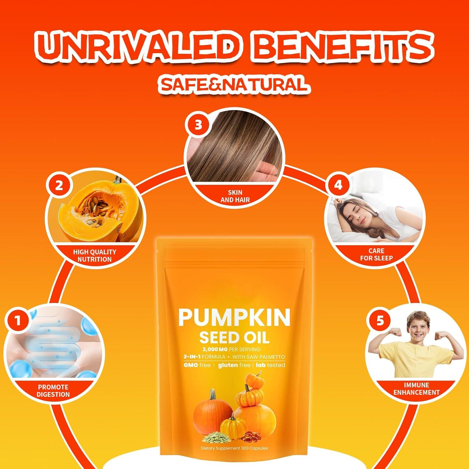 Cápsulas de Aceite de Semilla de Calabaza Genérico 300 Gelatinas 3000mg