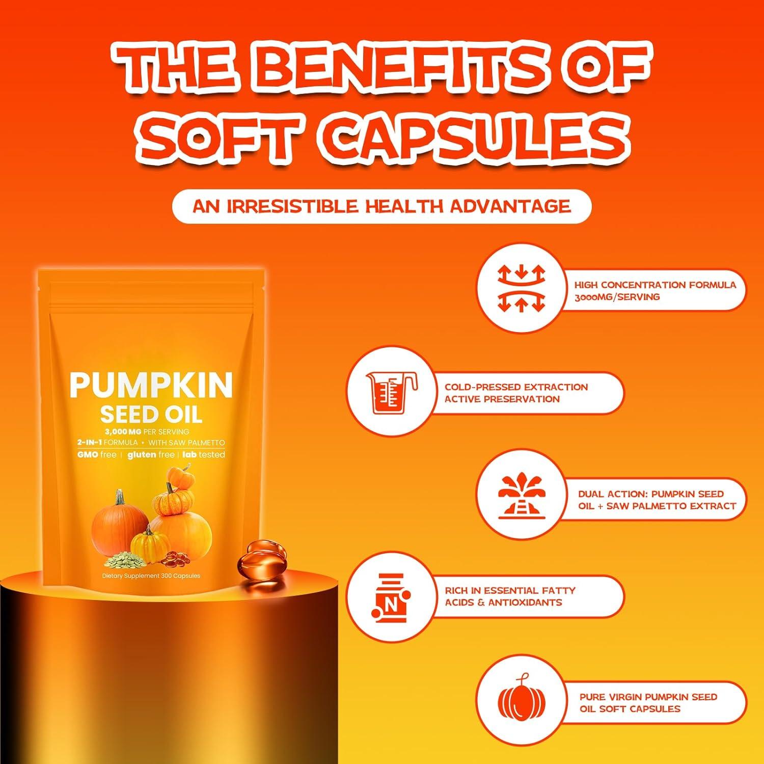 Cápsulas de Aceite de Semilla de Calabaza Genérico 300 Gelatinas 3000mg