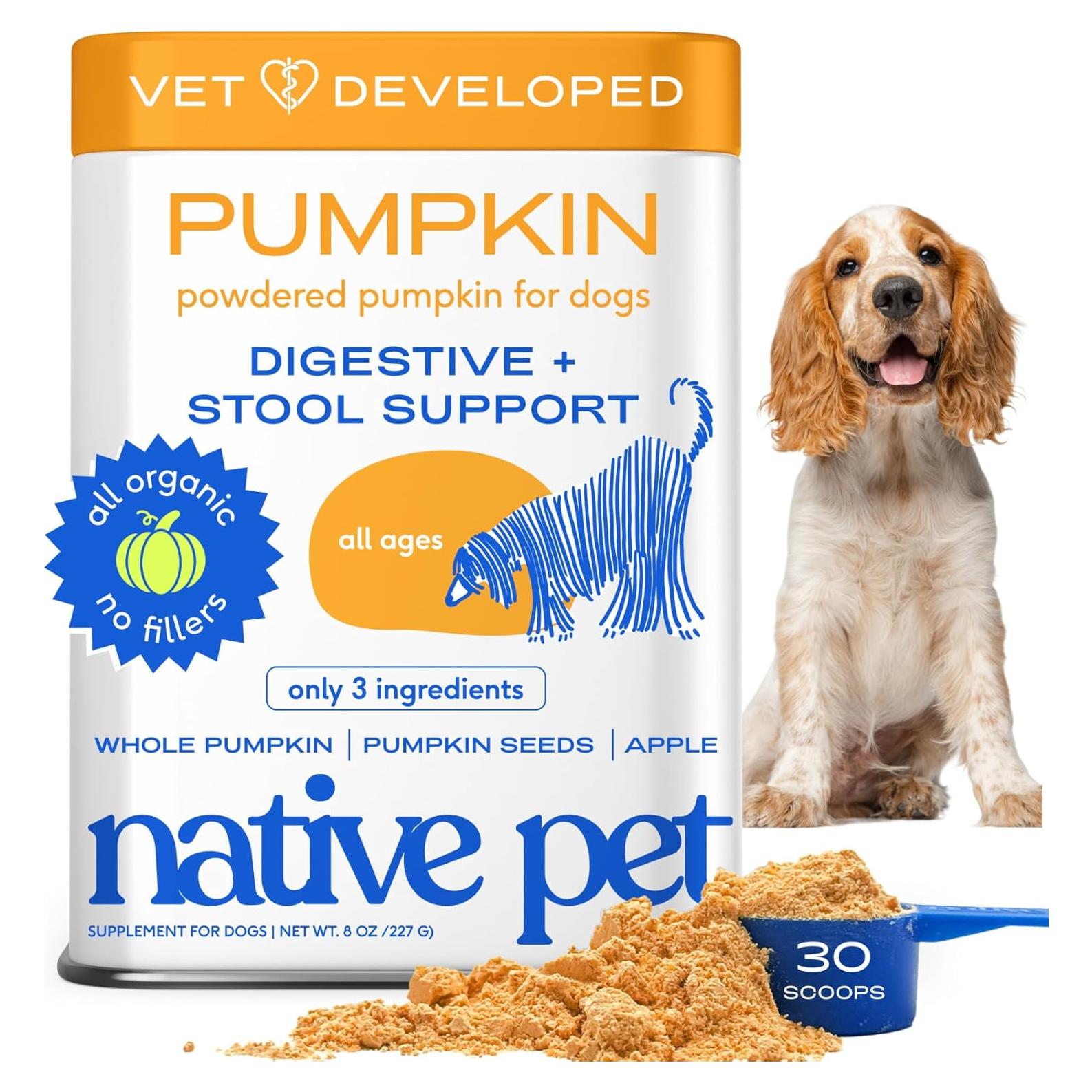 Complemento Digestivo en Polvo para Perros Native Pet - 30 Porciones de Calabaza Orgánica