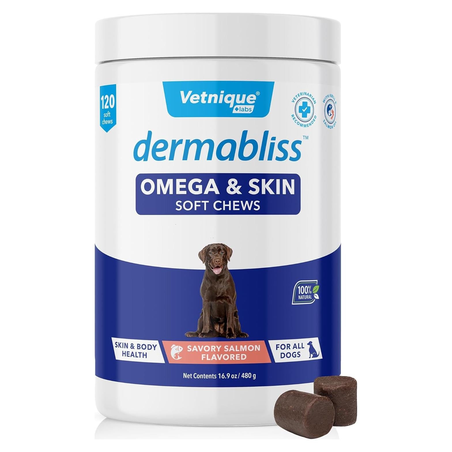 Golosinas Masticables Vetnique Dermabliss Omega 120 Unidades