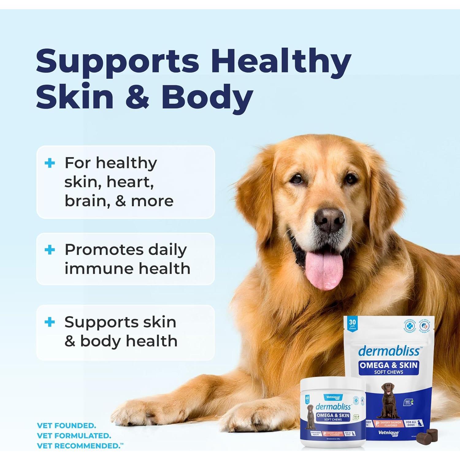 Golosinas Masticables Vetnique Dermabliss Omega 120 Unidades