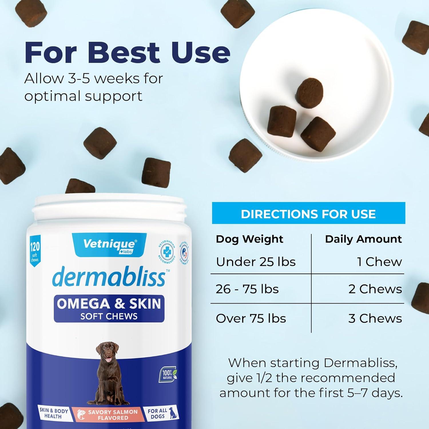 Golosinas Masticables Vetnique Dermabliss Omega 120 Unidades