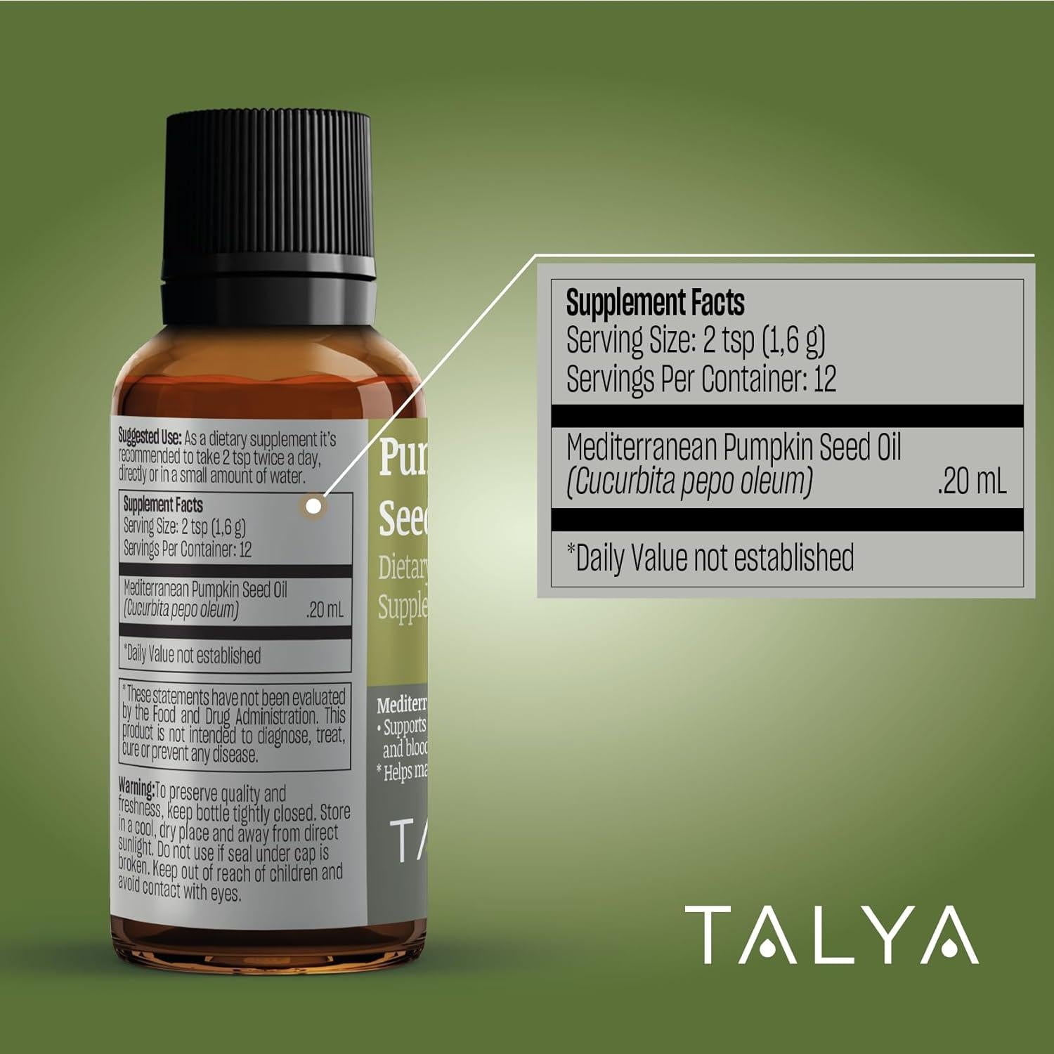 Aceite de Semilla de Calabaza Talya 19.84 ml Prensado en Frío