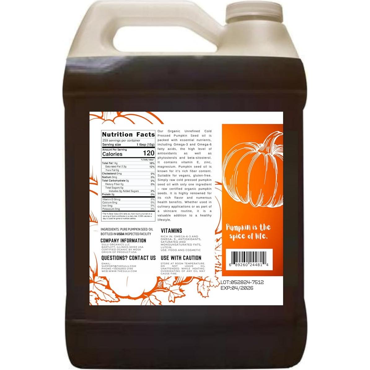 Aceite de Semilla de Calabaza Virgen SULU 1.81 kg 100% Natural