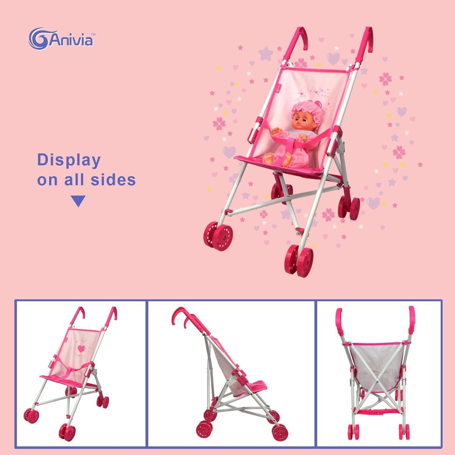 Carrito de Muñeca Anivia DB102pink Plegable para Niños