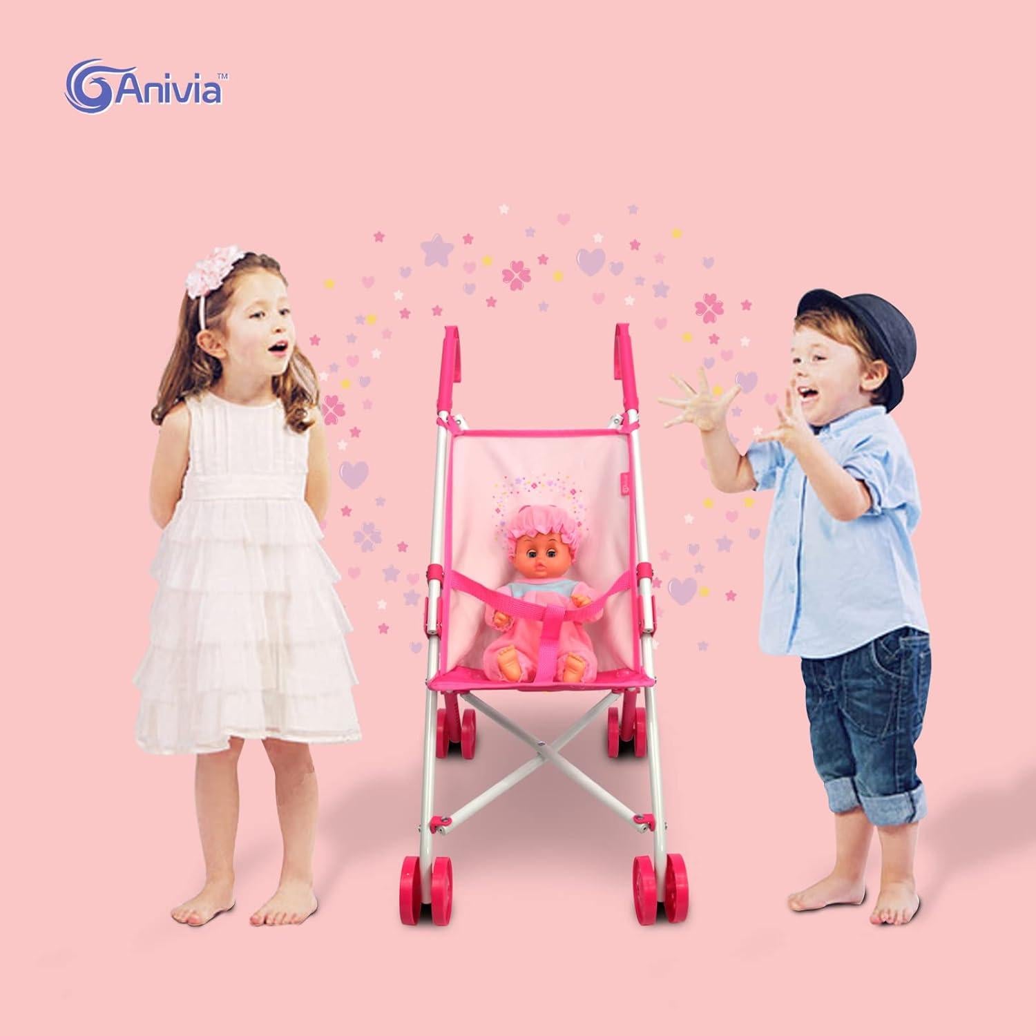 Carrito de Muñeca Anivia DB102pink Plegable para Niños
