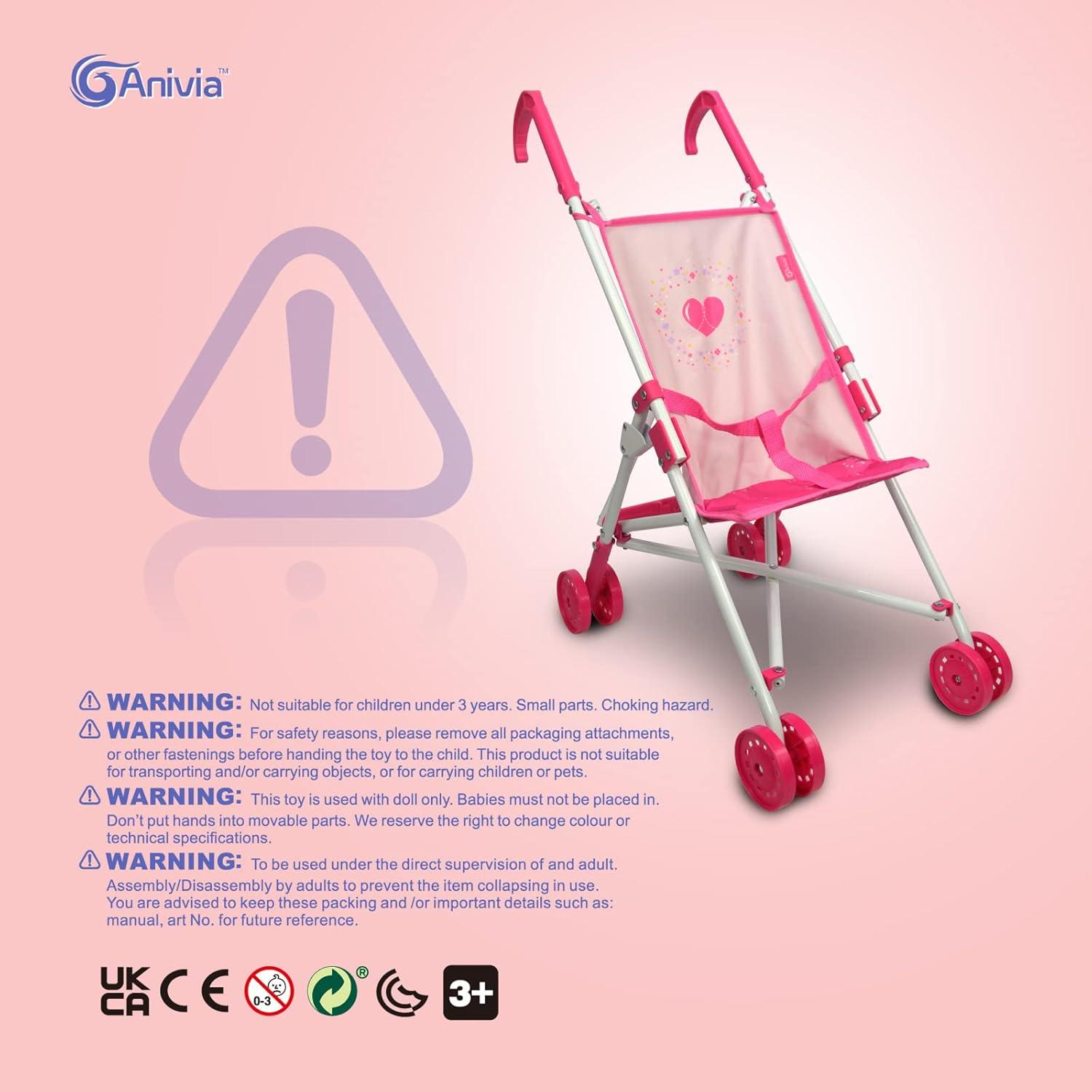Carrito de Muñeca Anivia DB102pink Plegable para Niños