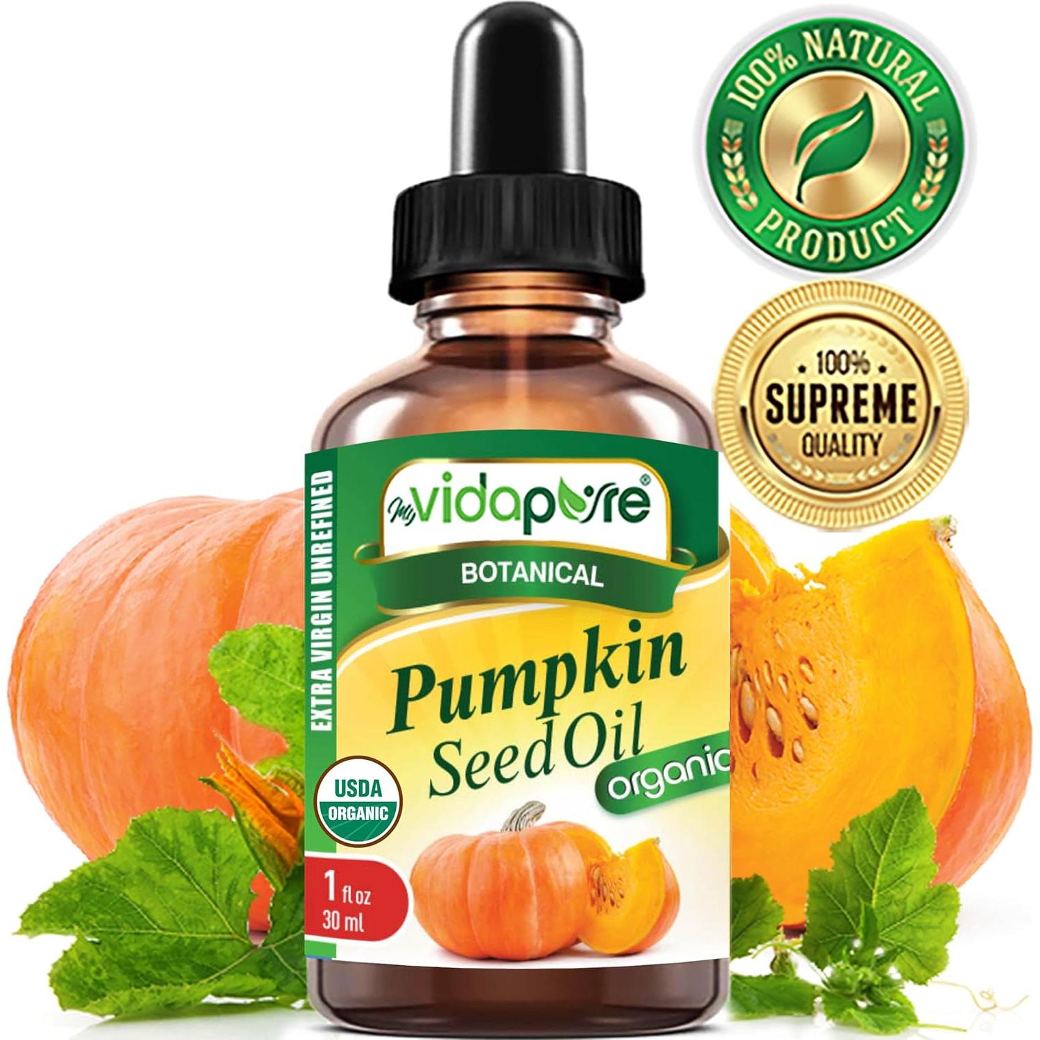 Aceite de Semilla de Calabaza Orgánico myVidaPure 30 ml Puro Extra Virgen