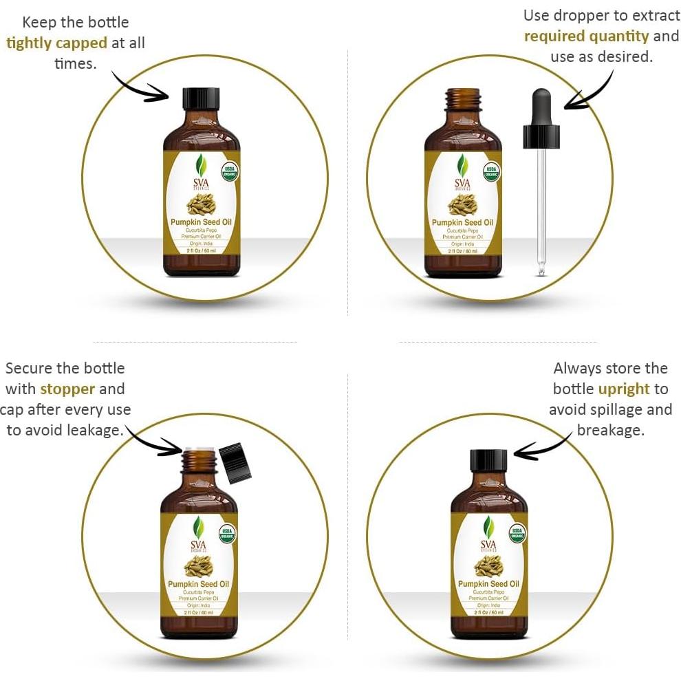 Aceite de Semilla de Calabaza Orgánico SVA 60ml Prensado en Frío
