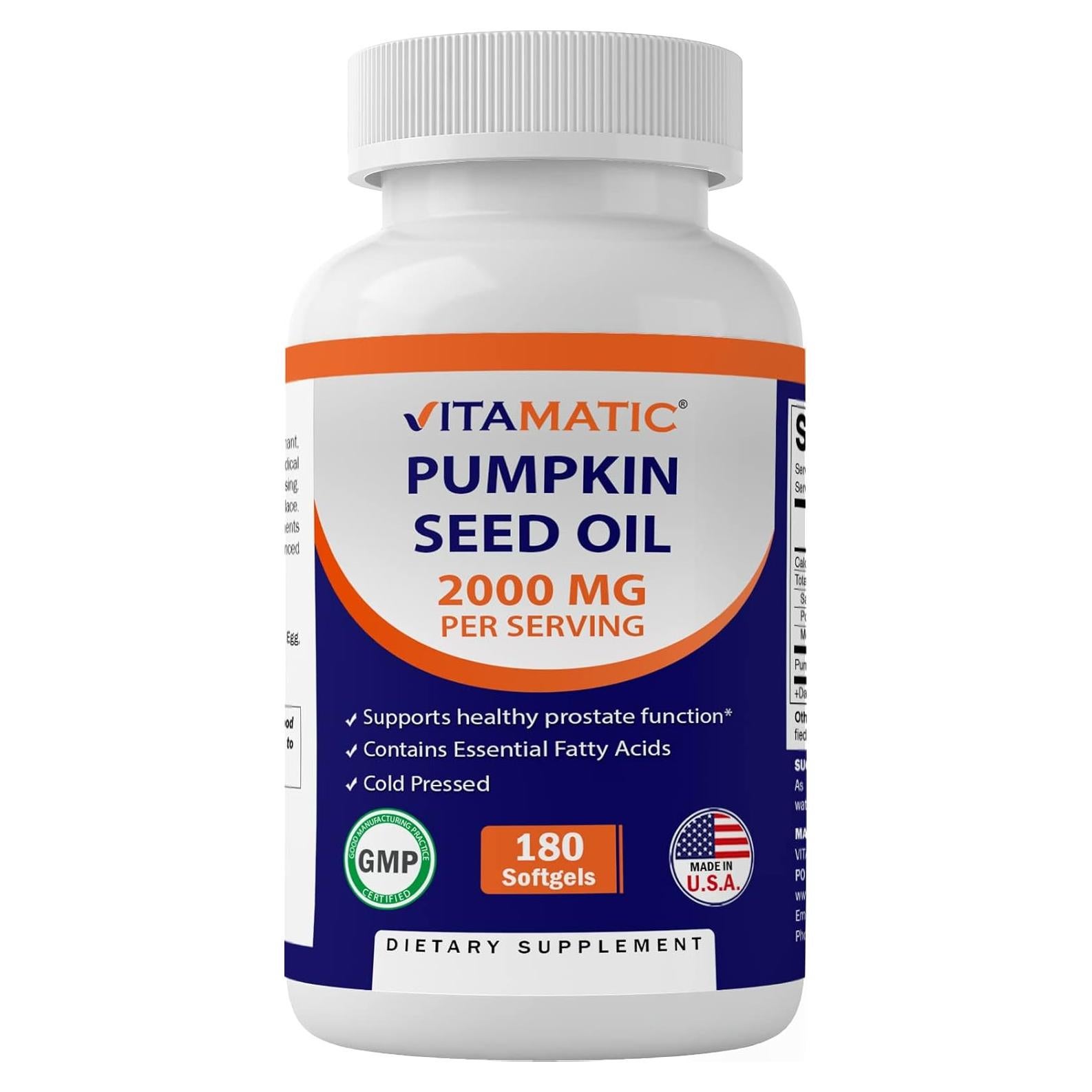 Aceite de Semilla de Calabaza Vitamatic 2000mg - 180 Cápsulas