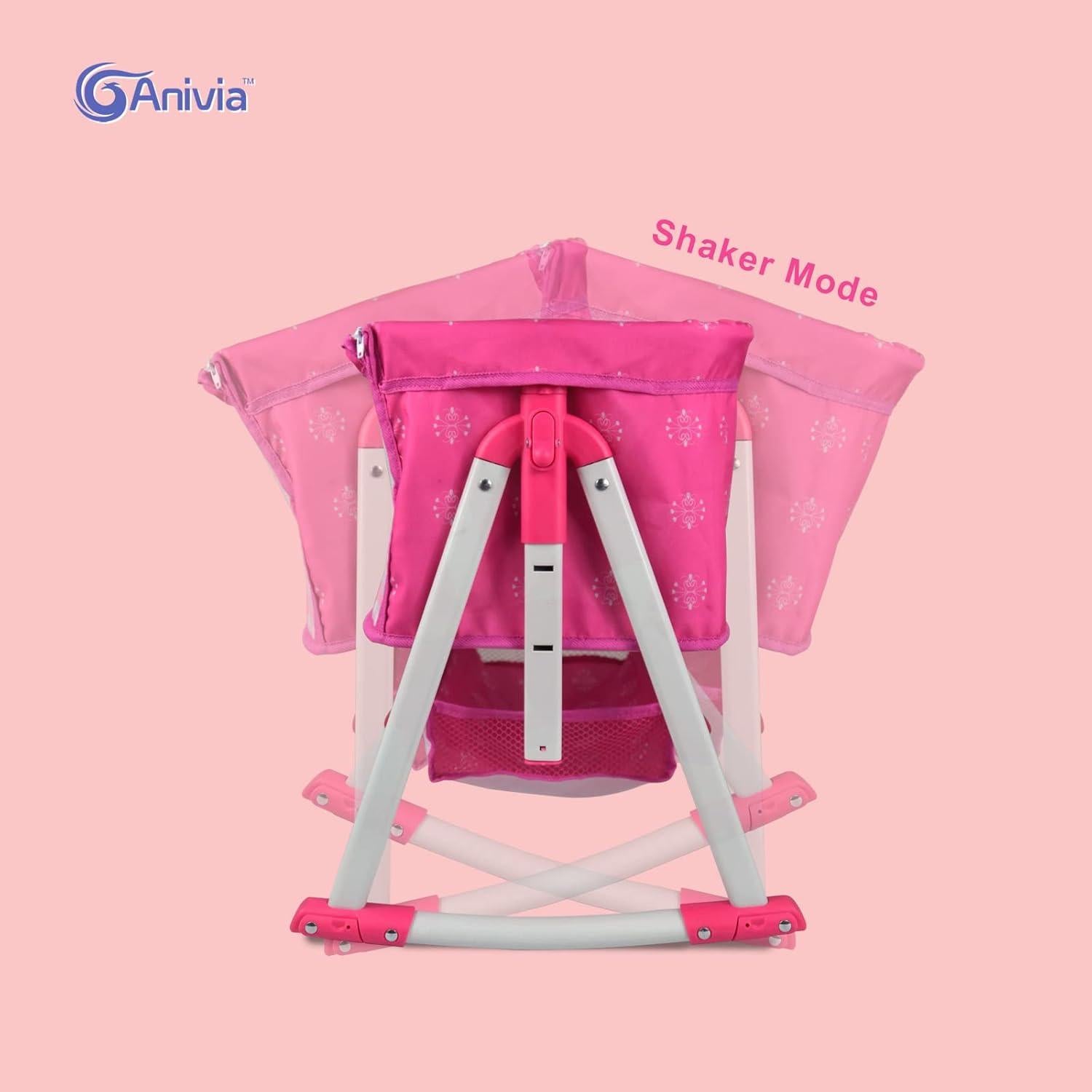 Cama de Muñeca ANIVIA DP601 Rosa 2 en 1 Cuna y Columpio