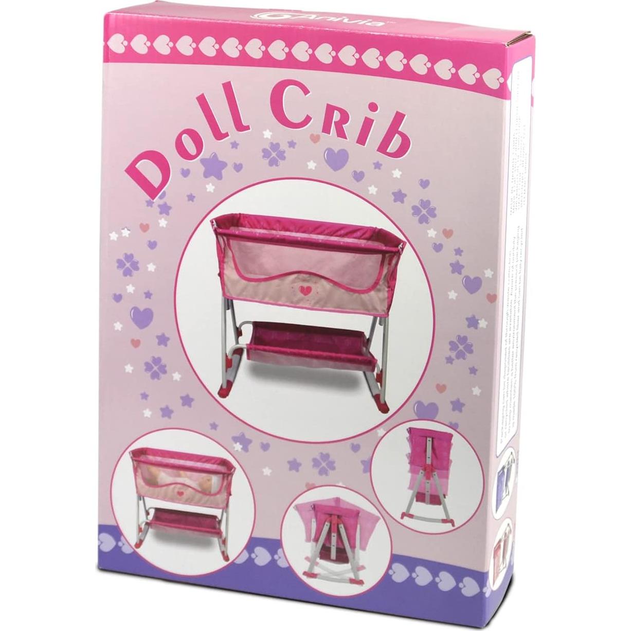 Cama de Muñeca ANIVIA DP601 Rosa 2 en 1 Cuna y Columpio