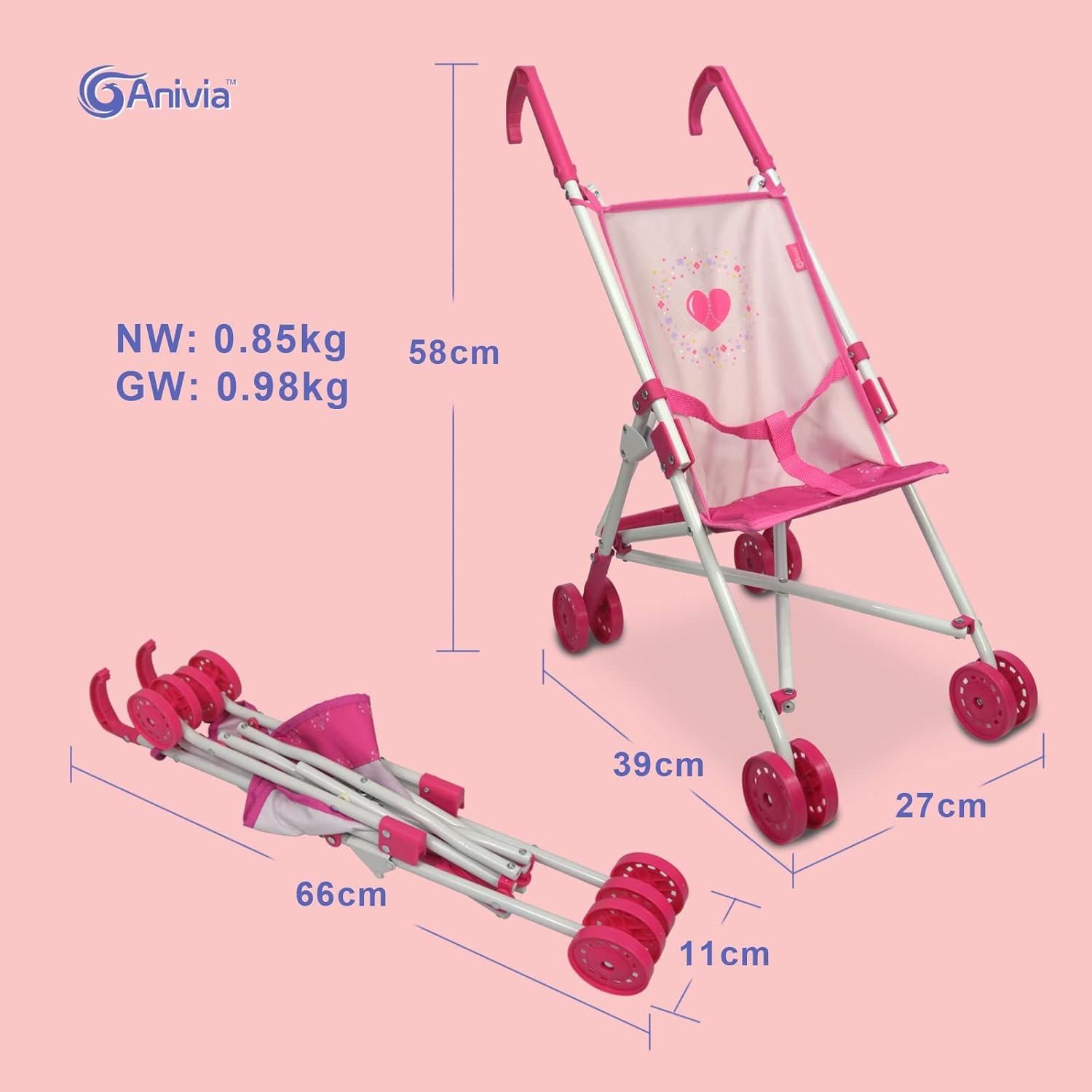 Carrito de Muñecas Anivia DB102pink Plegable y Ajustable
