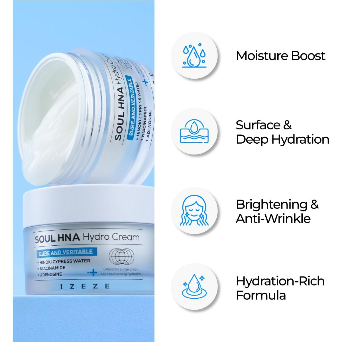 Crema Hidratante Facial IZEZE Soul HNA 50ml con Ácido Hialurónico