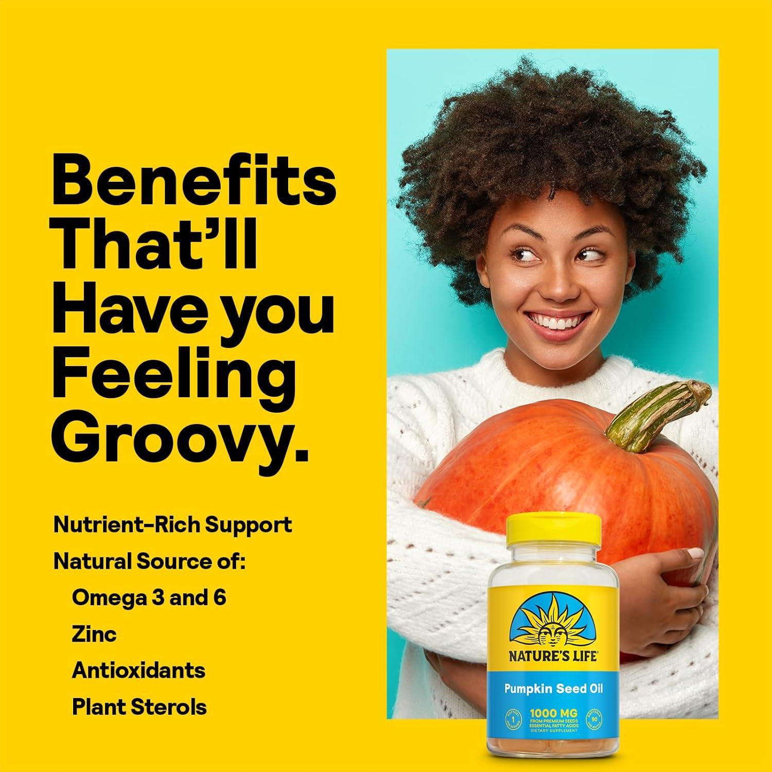 Suplemento Aceite de Semilla de Calabaza Nature's Life 90 Cápsulas